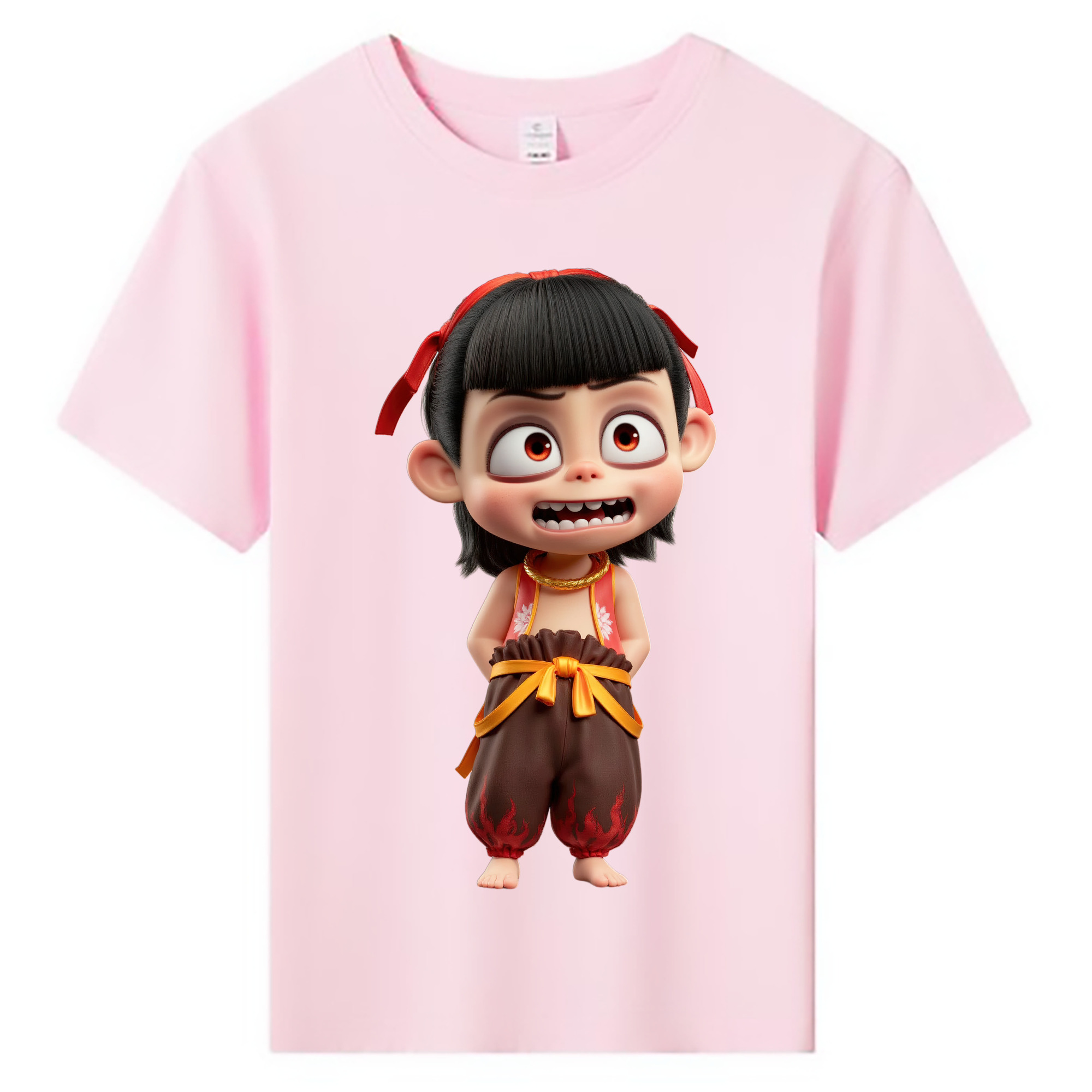 （画像用） Ne Zha 2 ナタ 魔童の大暴れ 綿100％キッズTシャツ（フロントプリント）