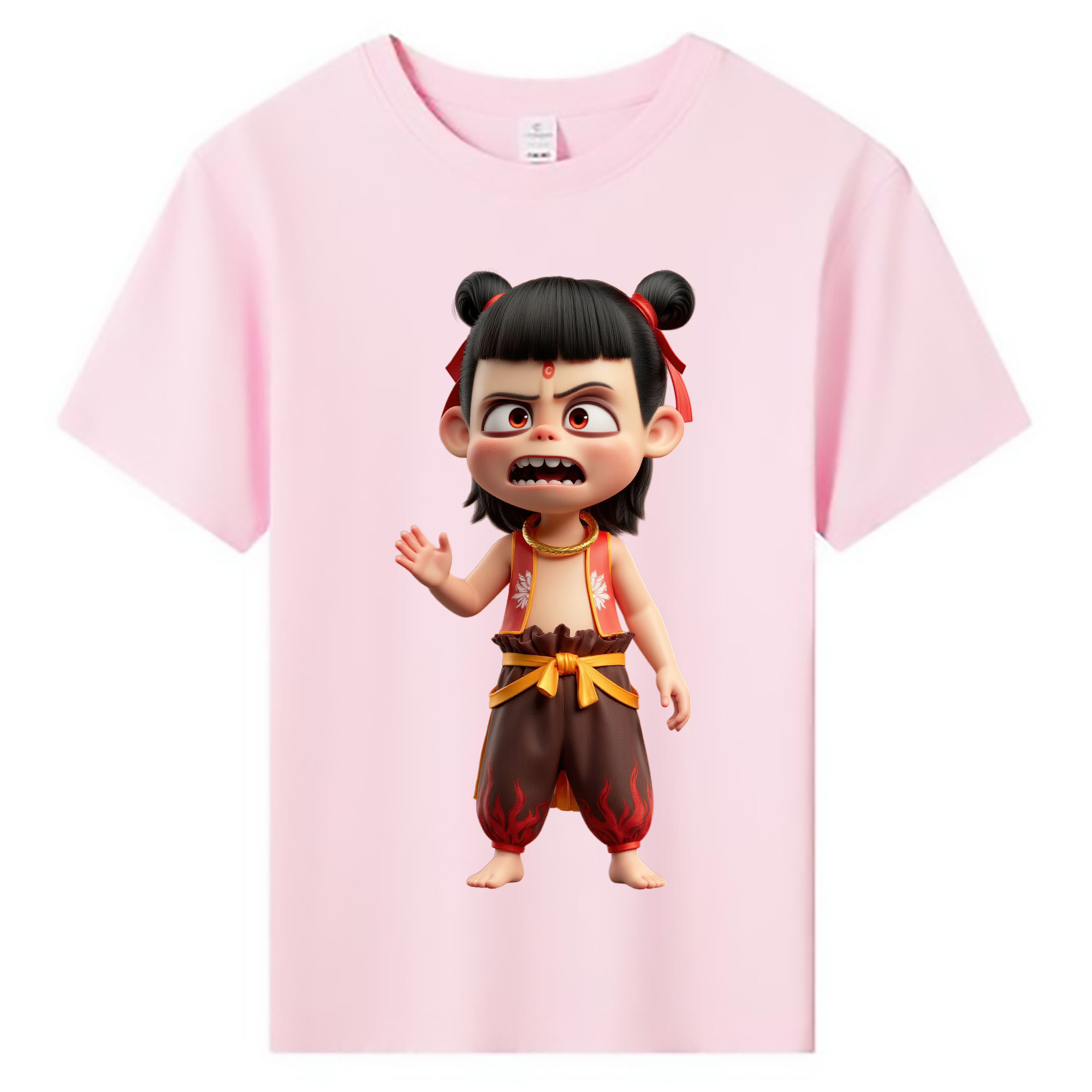 （画像用） Ne Zha 2 ナタ 魔童の大暴れ 綿100％キッズTシャツ（フロントプリント）