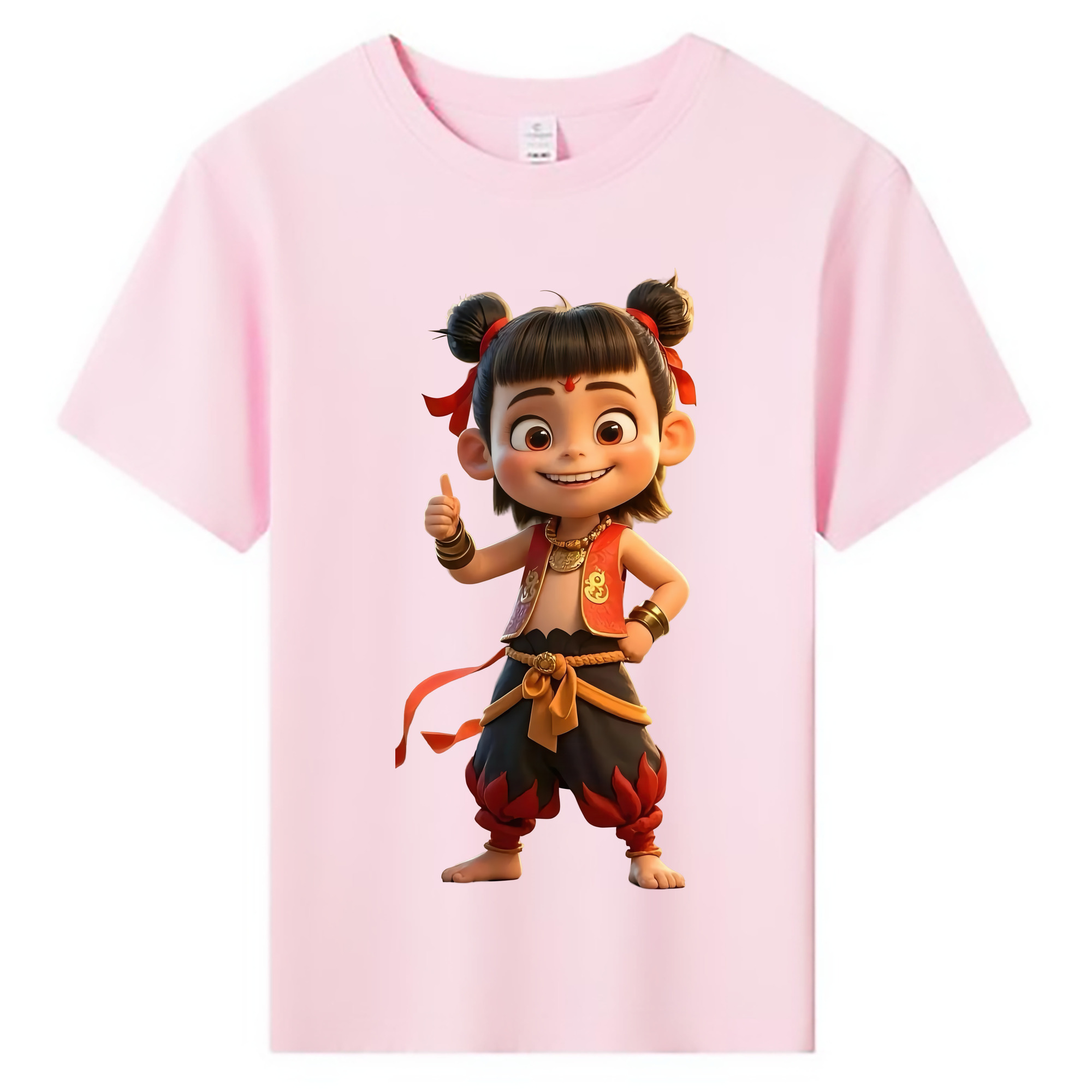 （画像用） Ne Zha 2 ナタ 魔童の大暴れ 綿100％キッズTシャツ（フロントプリント）