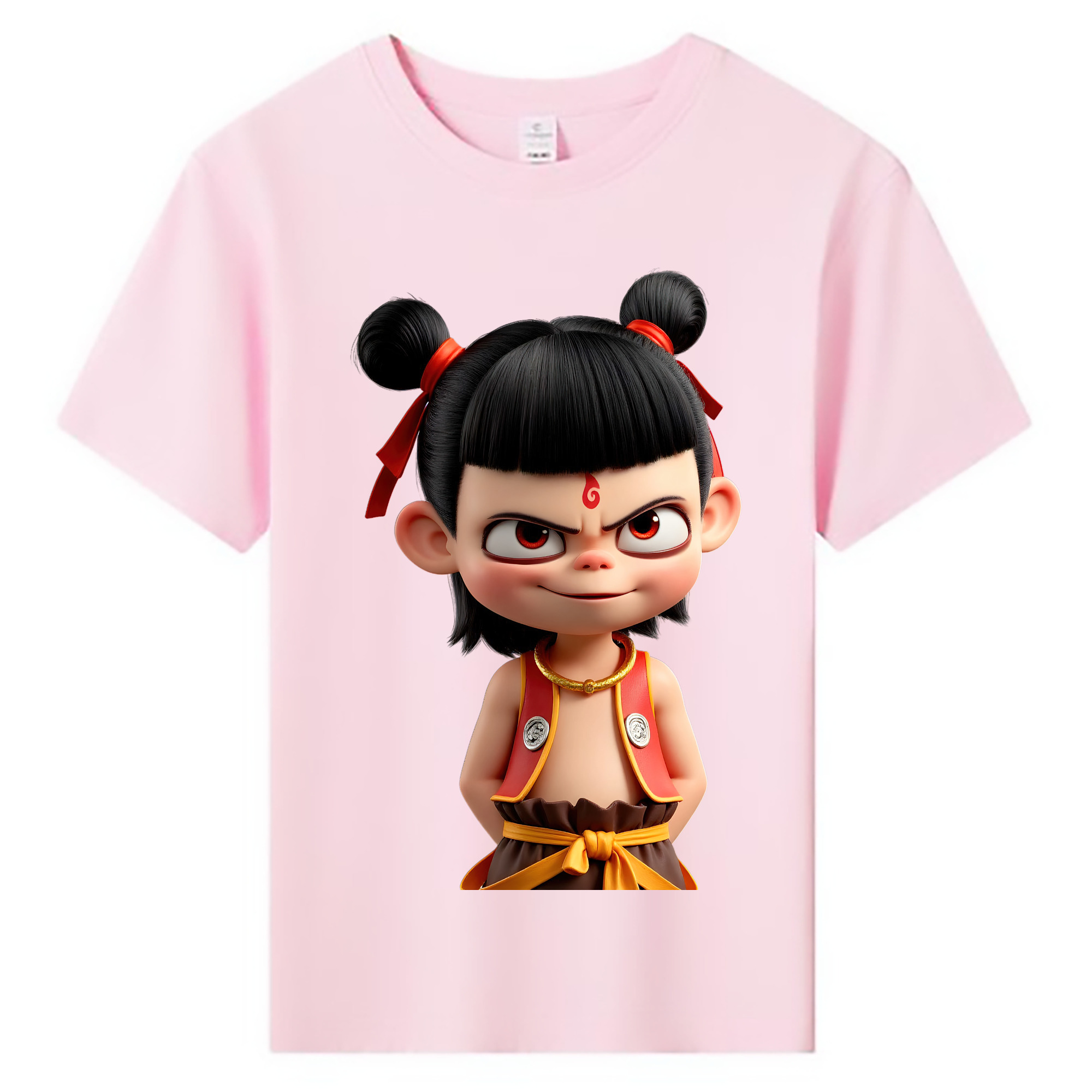 （画像用） Ne Zha 2 ナタ 魔童の大暴れ 綿100％キッズTシャツ（フロントプリント）