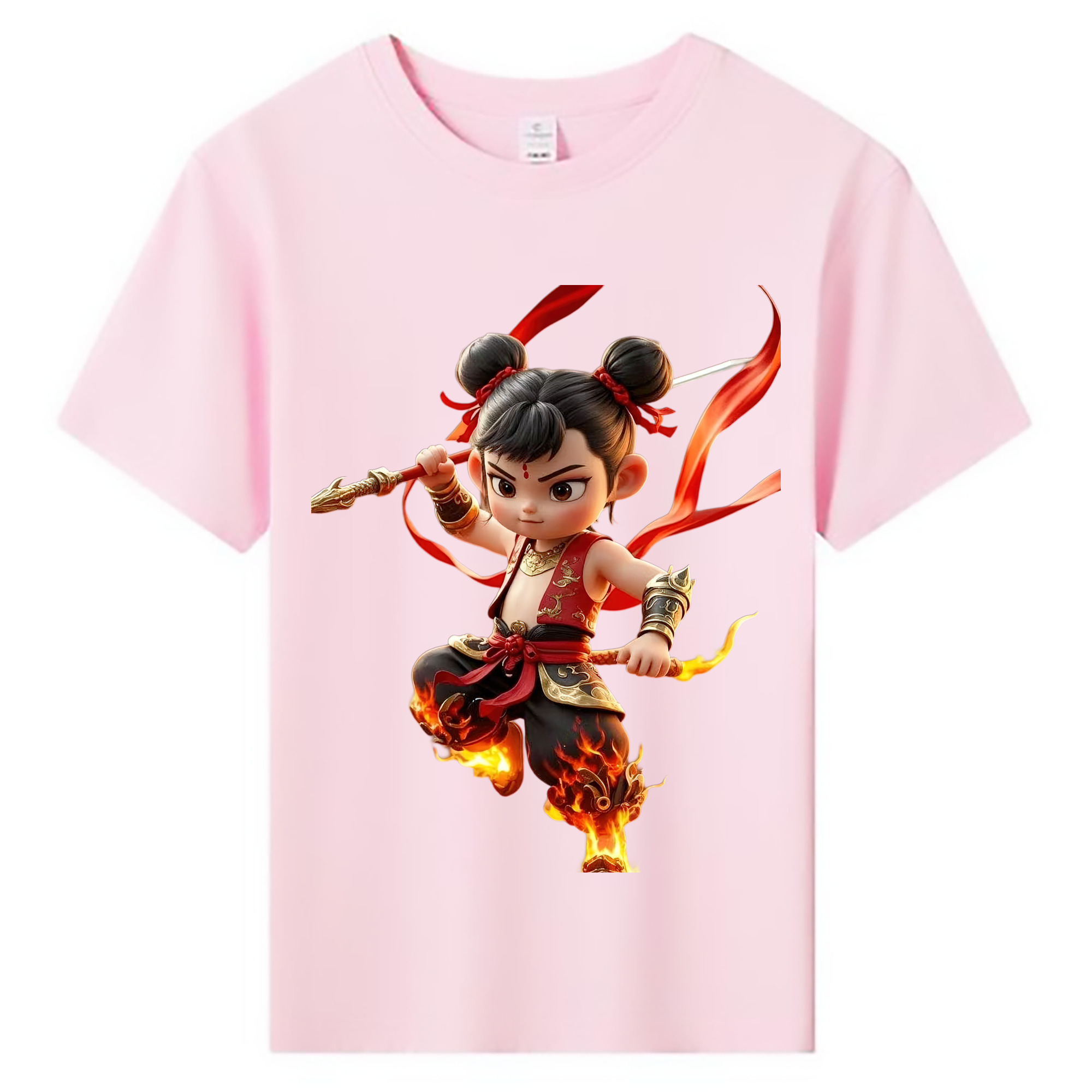 （画像用） Ne Zha 2 ナタ 魔童の大暴れ 綿100％キッズTシャツ（フロントプリント）