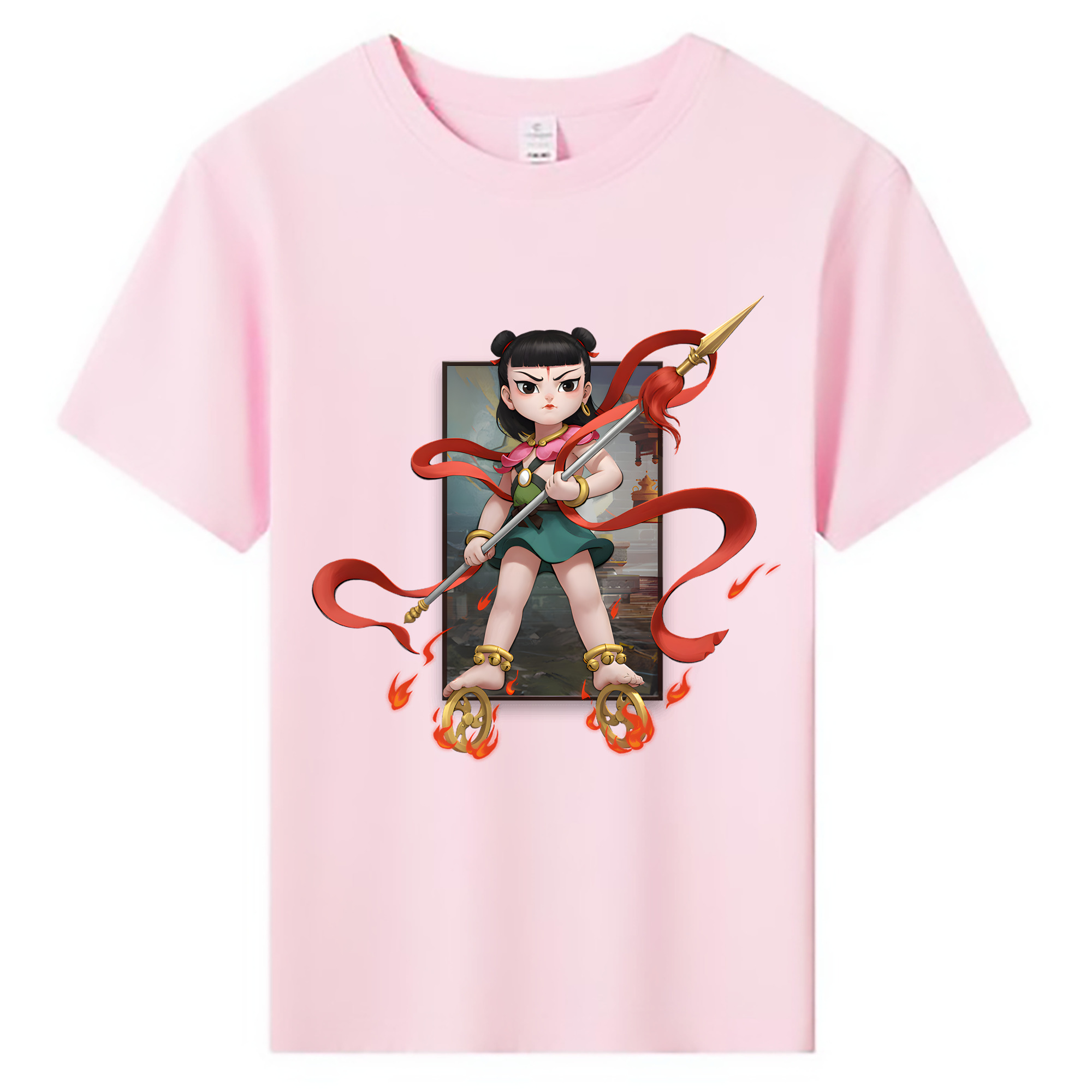 （画像用） Ne Zha 2 ナタ 魔童の大暴れ 綿100％キッズTシャツ（フロントプリント）