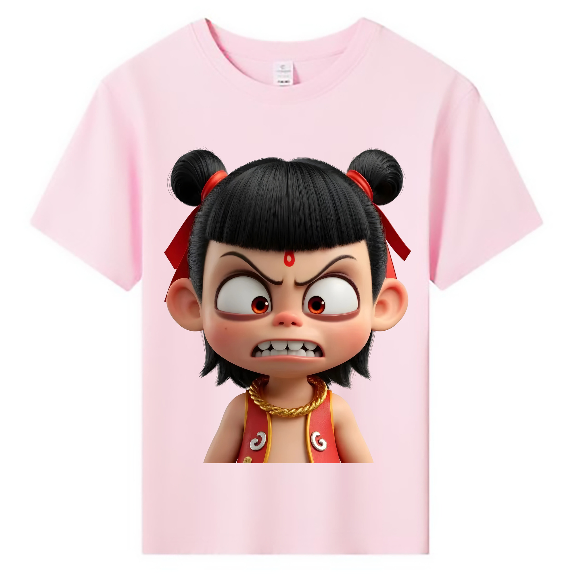 （画像用） Ne Zha 2 ナタ 魔童の大暴れ 綿100％キッズTシャツ（フロントプリント）