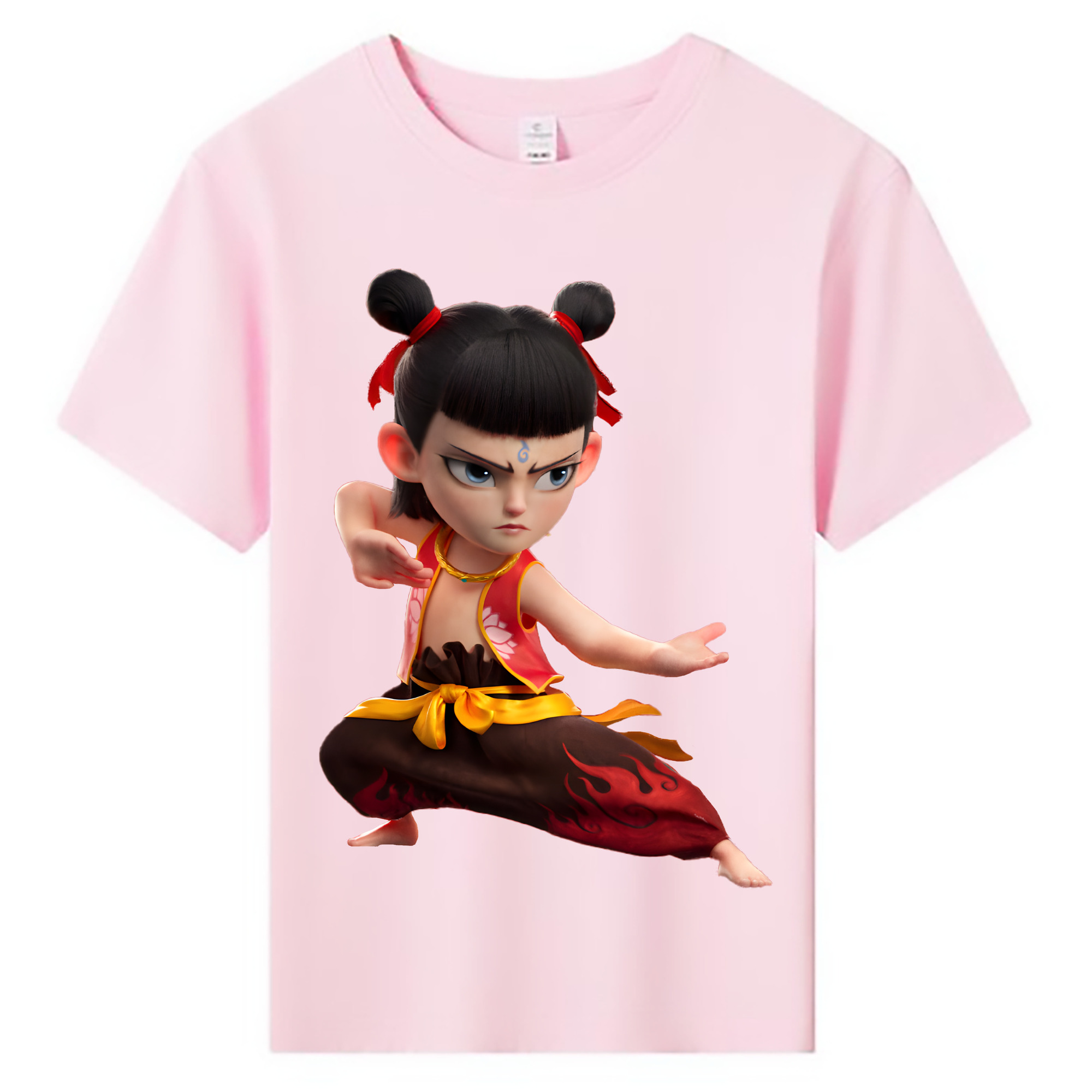 （画像用） Ne Zha 2 ナタ 魔童の大暴れ 綿100％キッズTシャツ（フロントプリント）