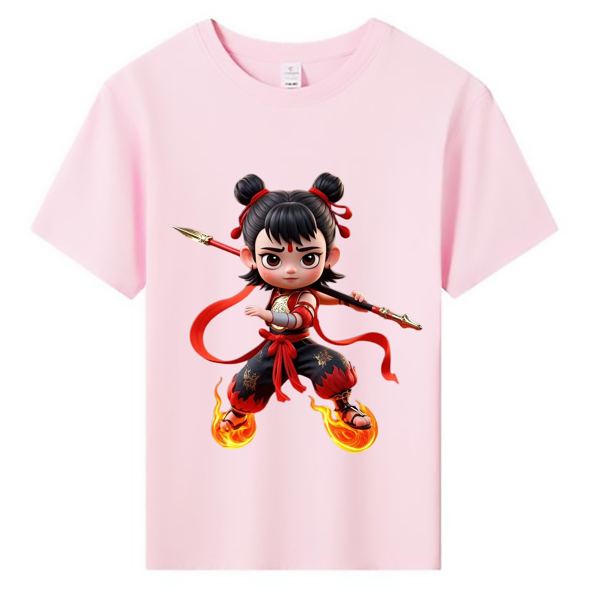 （画像用） Ne Zha 2 ナタ 魔童の大暴れ 綿100％キッズTシャツ（フロントプリント）