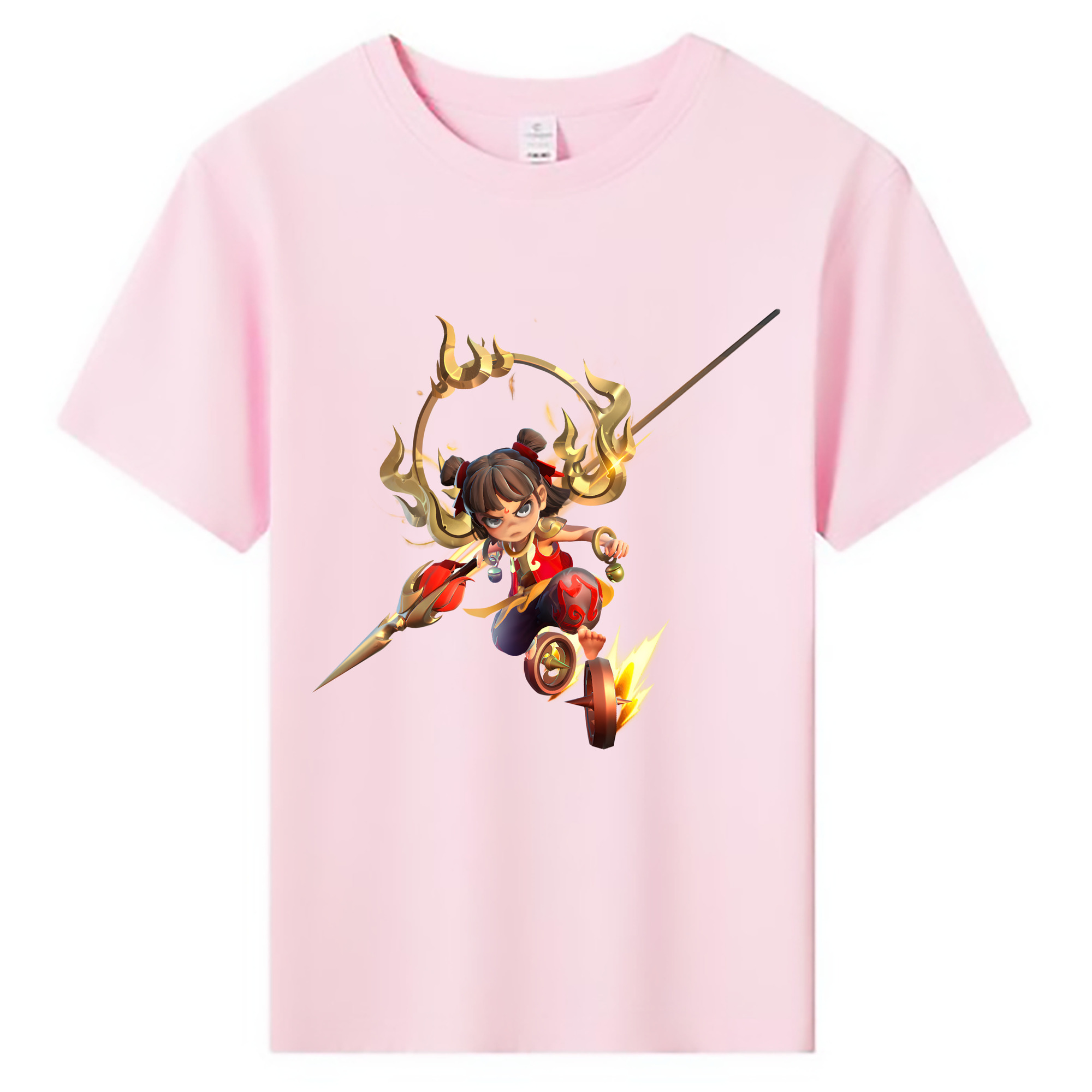 （画像用） Ne Zha 2 ナタ 魔童の大暴れ 綿100％キッズTシャツ（フロントプリント）