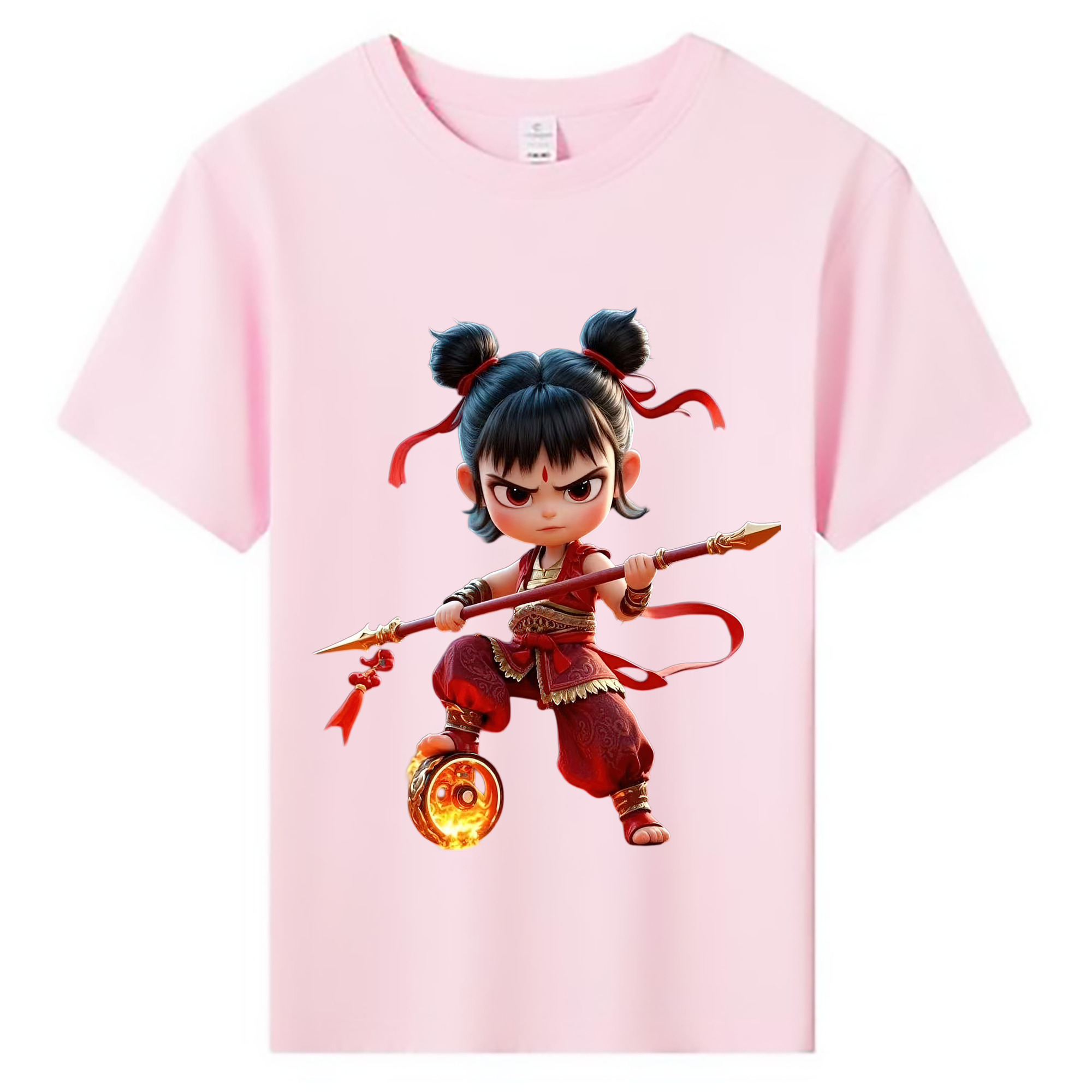 （画像用） Ne Zha 2 ナタ 魔童の大暴れ 綿100％キッズTシャツ（フロントプリント）