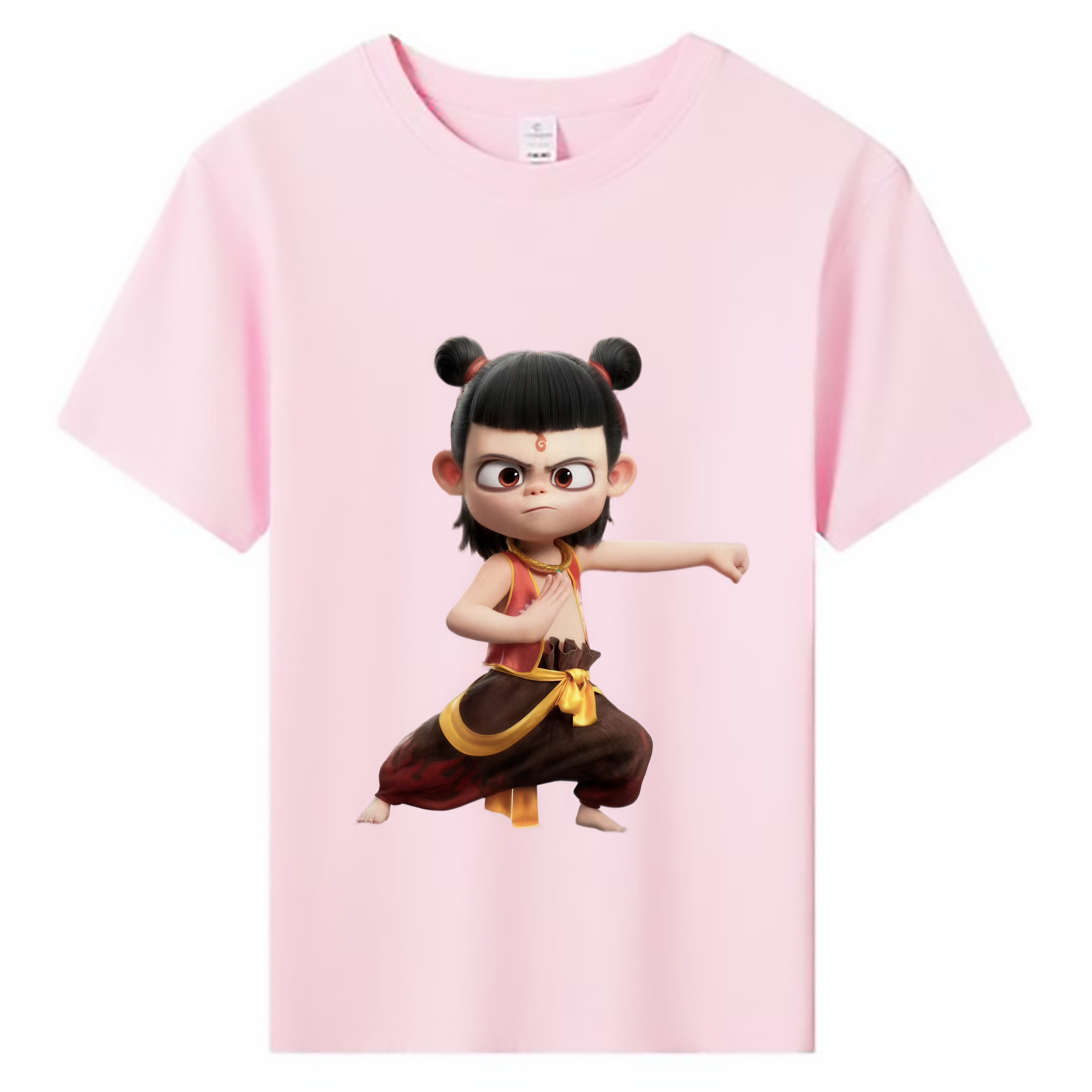 （画像用） Ne Zha 2 ナタ 魔童の大暴れ 綿100％キッズTシャツ（フロントプリント）