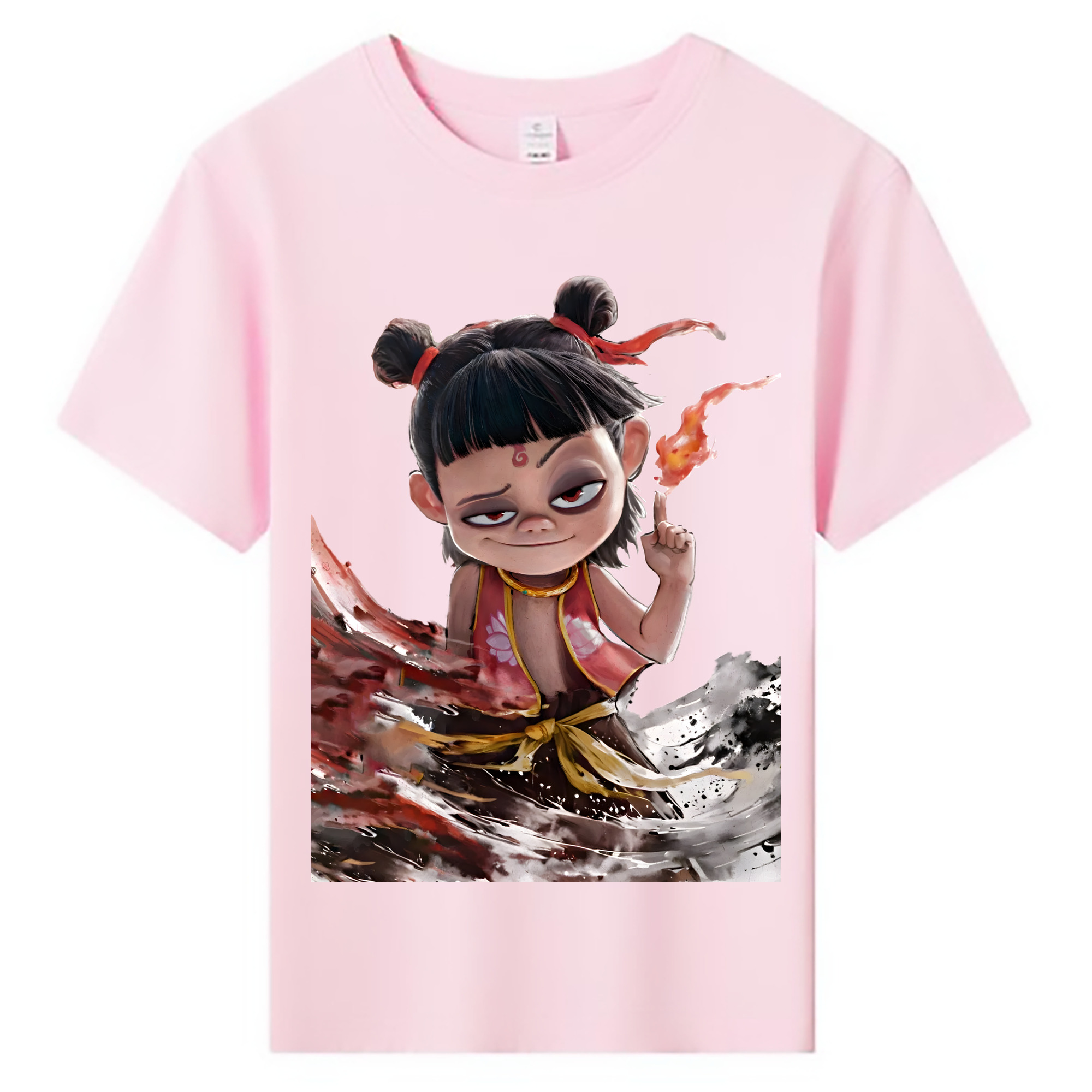 （画像用） Ne Zha 2 ナタ 魔童の大暴れ 綿100％キッズTシャツ（フロントプリント）