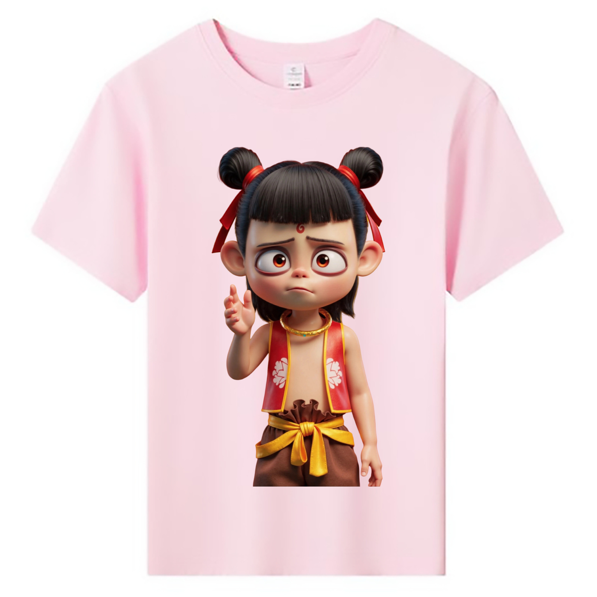 （画像用） Ne Zha 2 ナタ 魔童の大暴れ 綿100％キッズTシャツ（フロントプリント）
