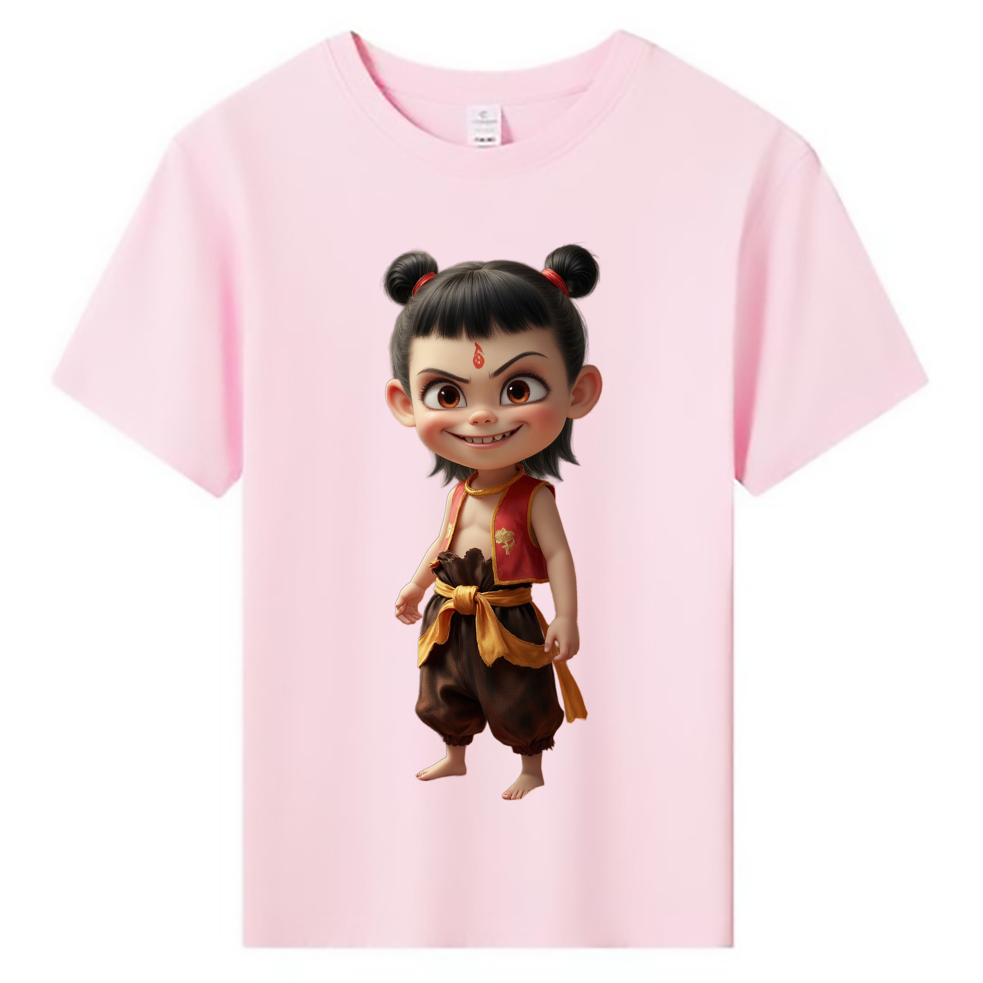 （画像用） Ne Zha 2 ナタ 魔童の大暴れ 綿100％キッズTシャツ（フロントプリント）