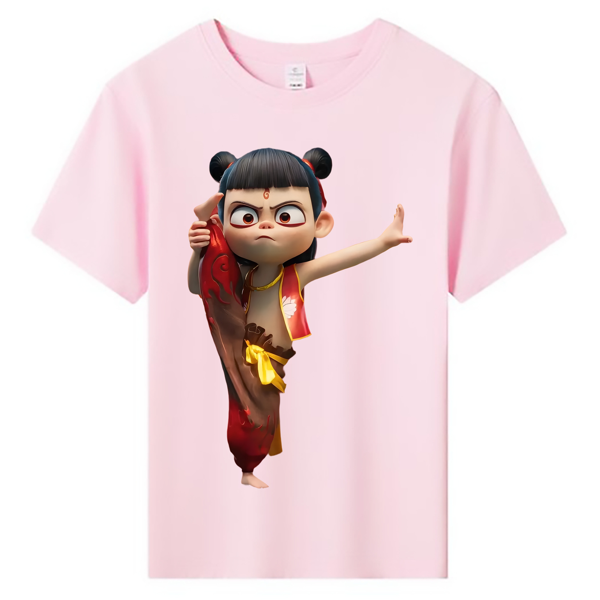 （画像用） Ne Zha 2 ナタ 魔童の大暴れ 綿100％キッズTシャツ（フロントプリント）
