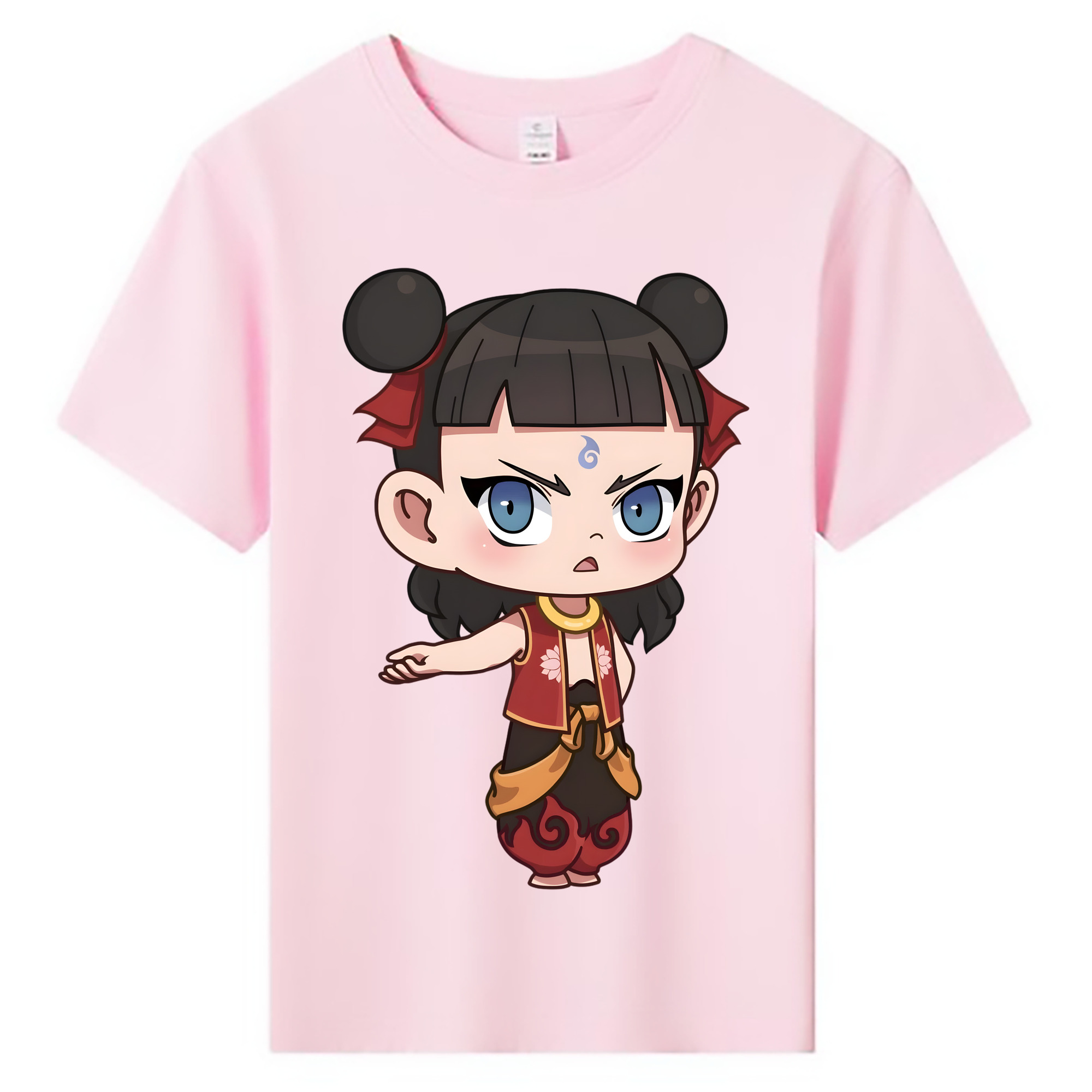 （画像用） Ne Zha 2 ナタ 魔童の大暴れ 綿100％キッズTシャツ（フロントプリント）