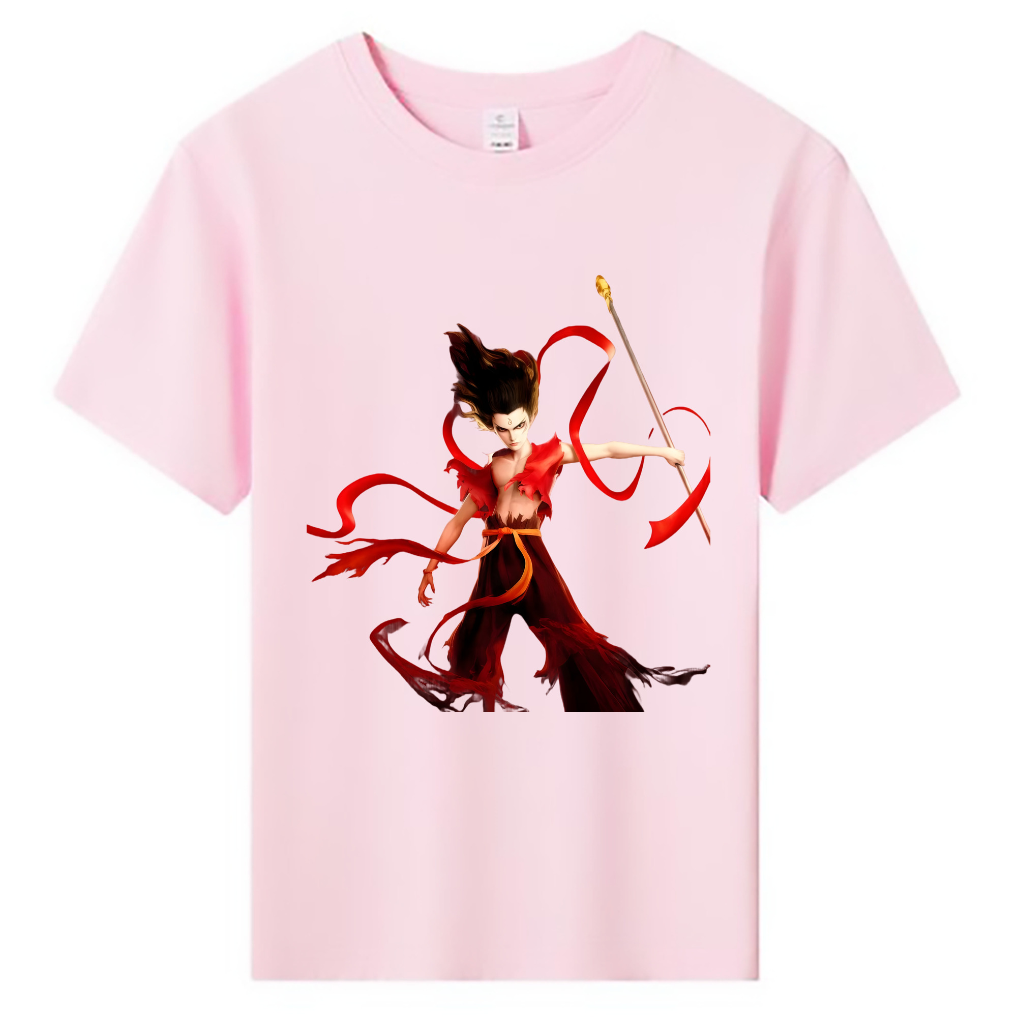 （画像用） Ne Zha 2 ナタ 魔童の大暴れ 綿100％キッズTシャツ（フロントプリント）