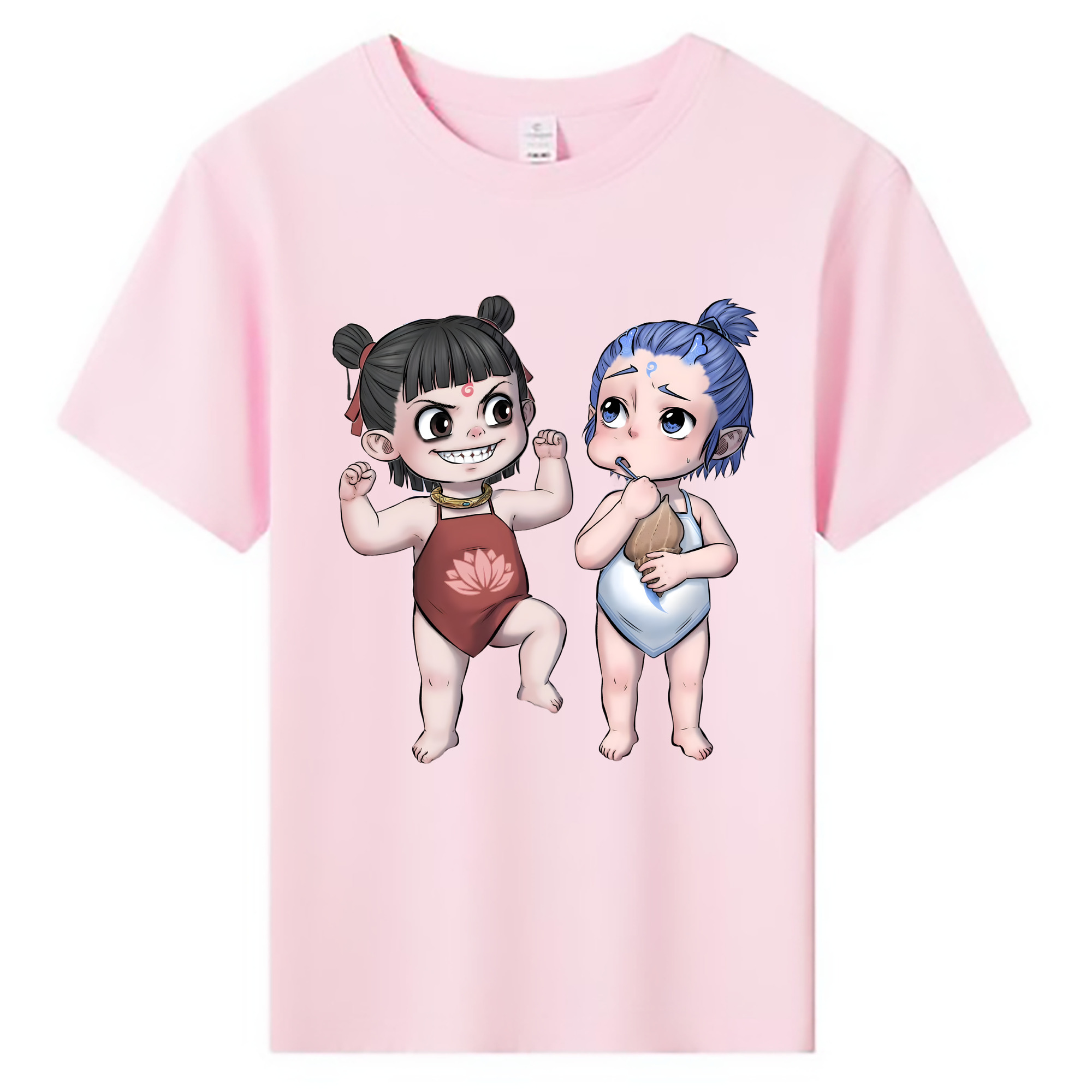（画像用） Ne Zha 2 ナタ 魔童の大暴れ 綿100％キッズTシャツ（フロントプリント）