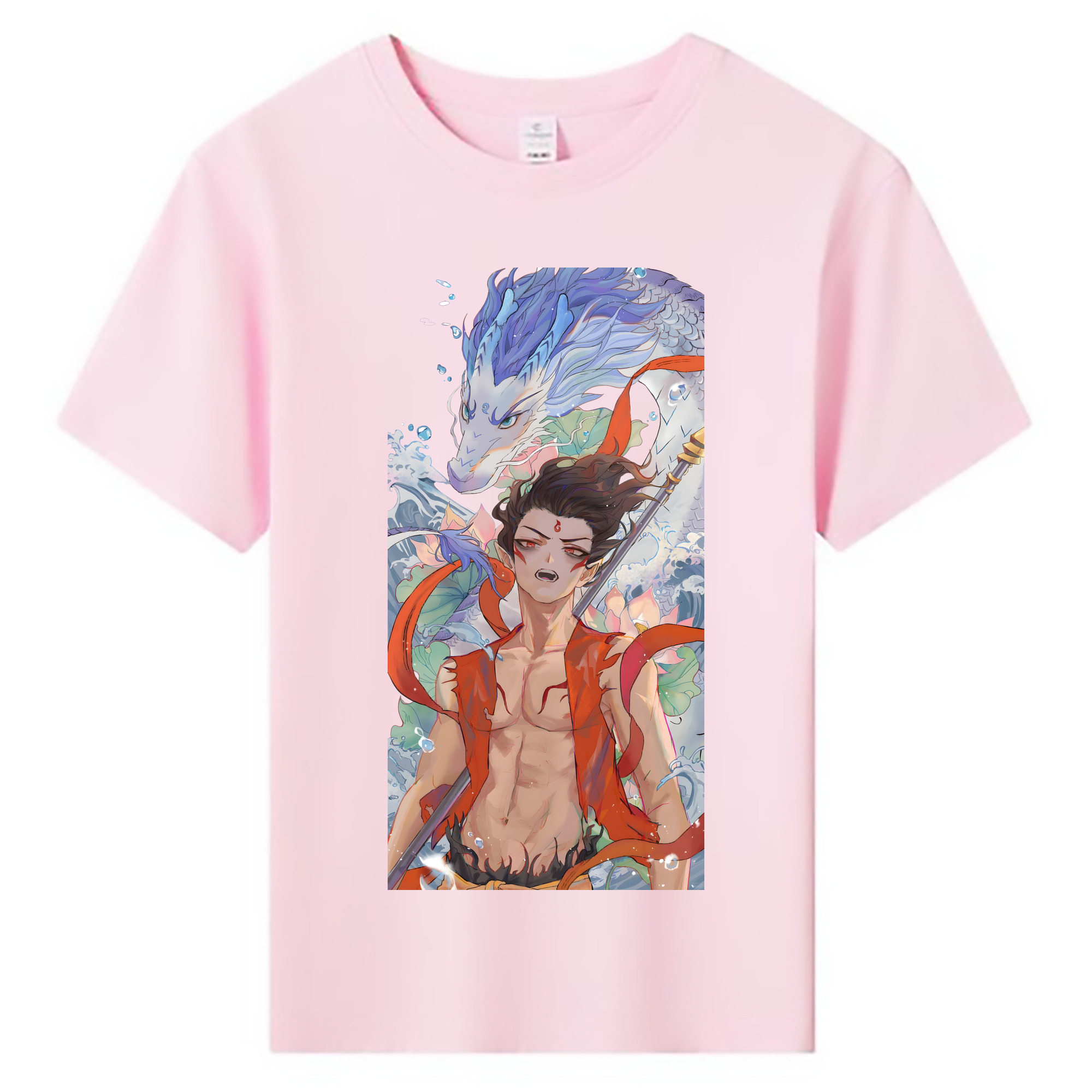 （画像用） Ne Zha 2 ナタ 魔童の大暴れ 綿100％キッズTシャツ（フロントプリント）
