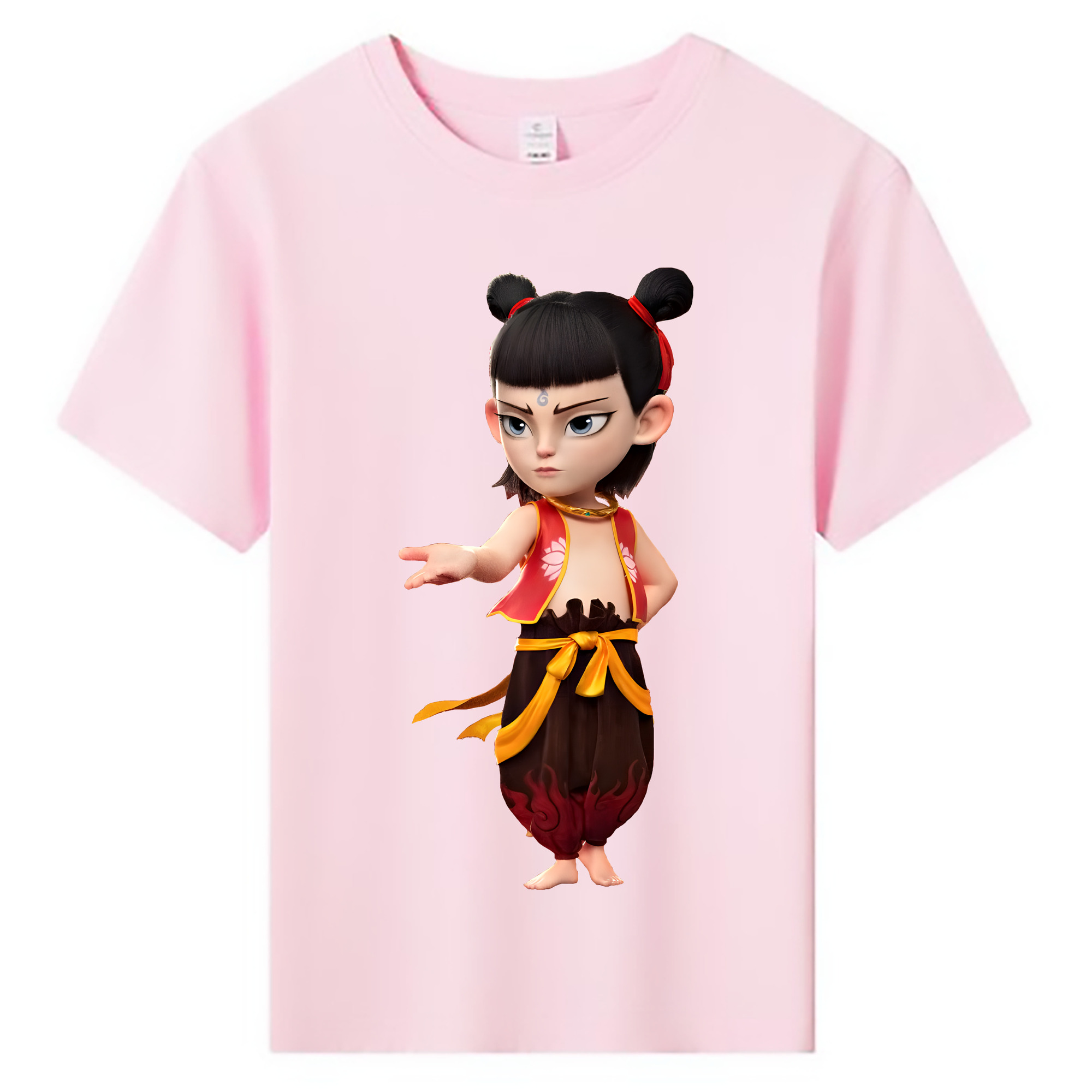 （画像用） Ne Zha 2 ナタ 魔童の大暴れ 綿100％キッズTシャツ（フロントプリント）