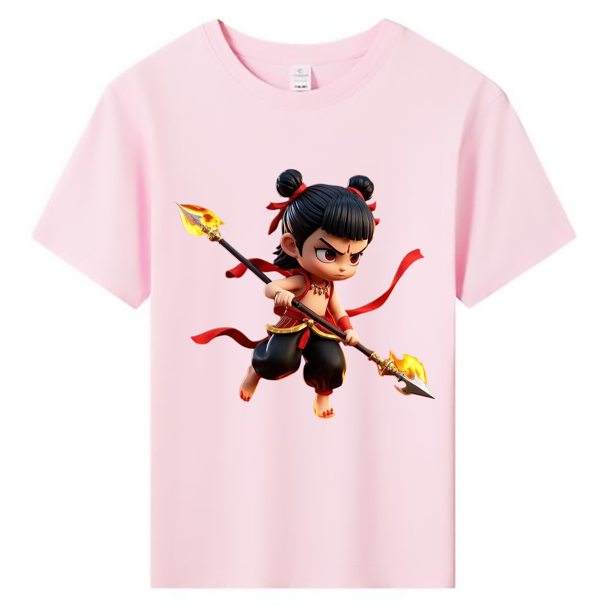 （画像用） Ne Zha 2 ナタ 魔童の大暴れ 綿100％キッズTシャツ（フロントプリント）