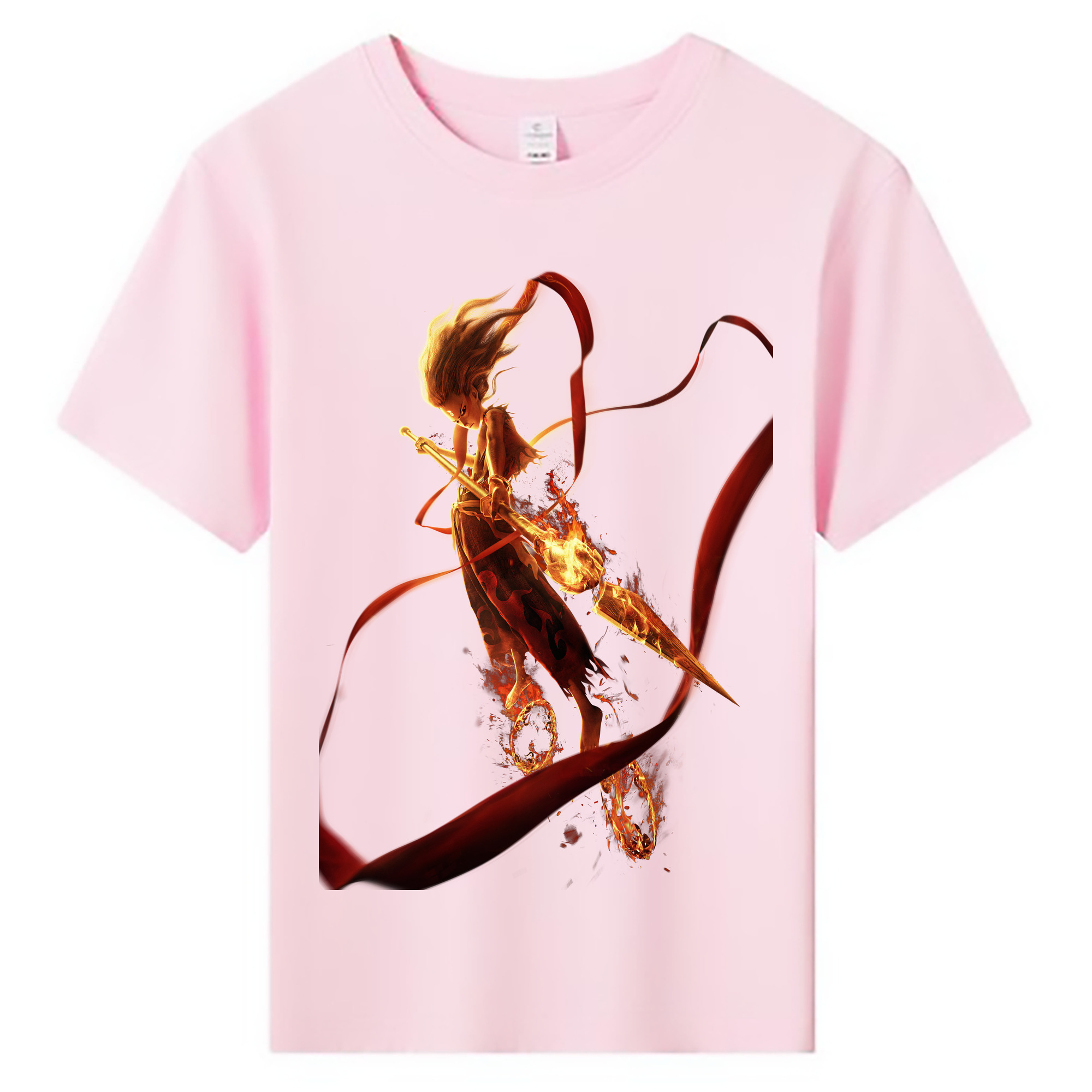 （画像用） Ne Zha 2 ナタ 魔童の大暴れ 綿100％キッズTシャツ（フロントプリント）