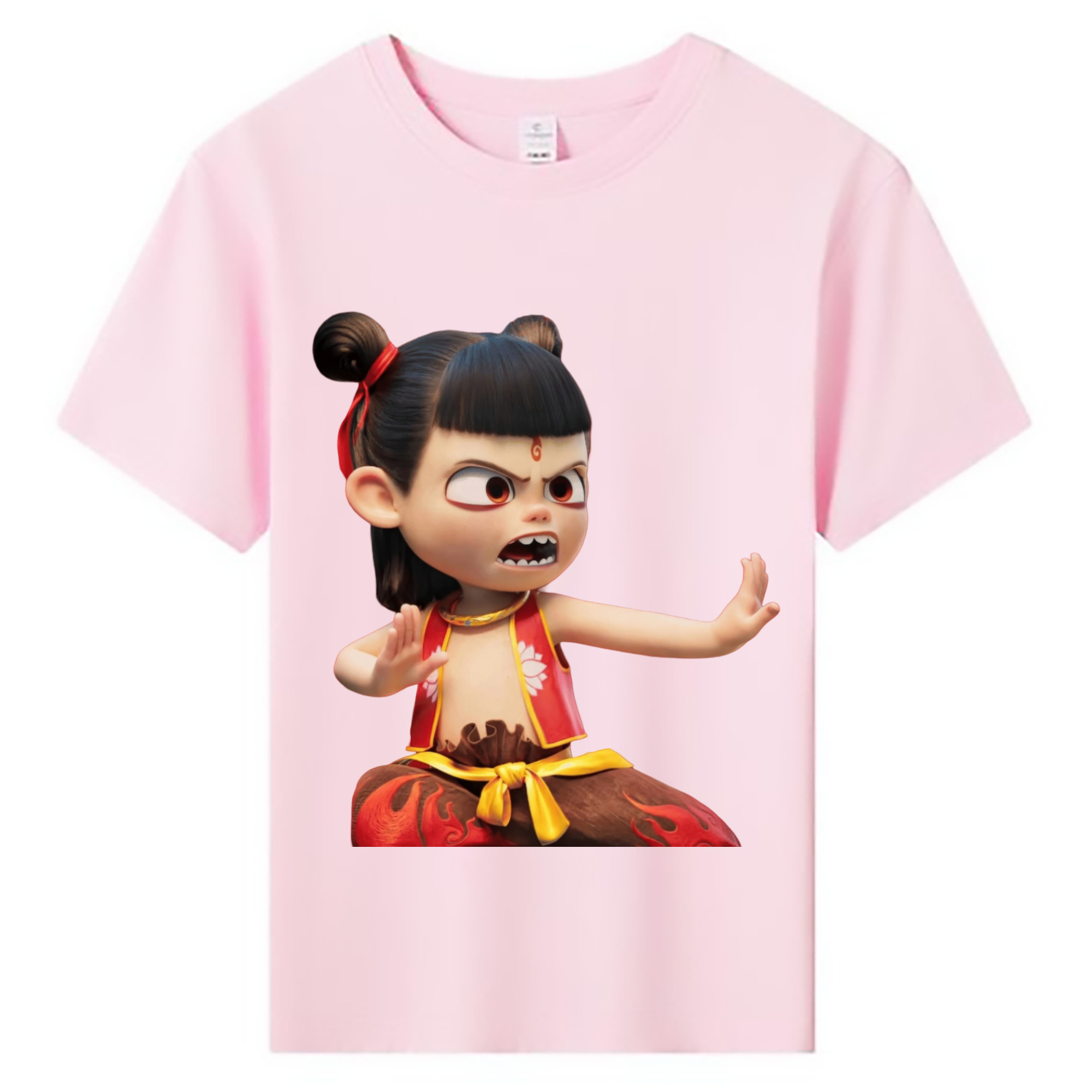 （画像用） Ne Zha 2 ナタ 魔童の大暴れ 綿100％キッズTシャツ（フロントプリント）