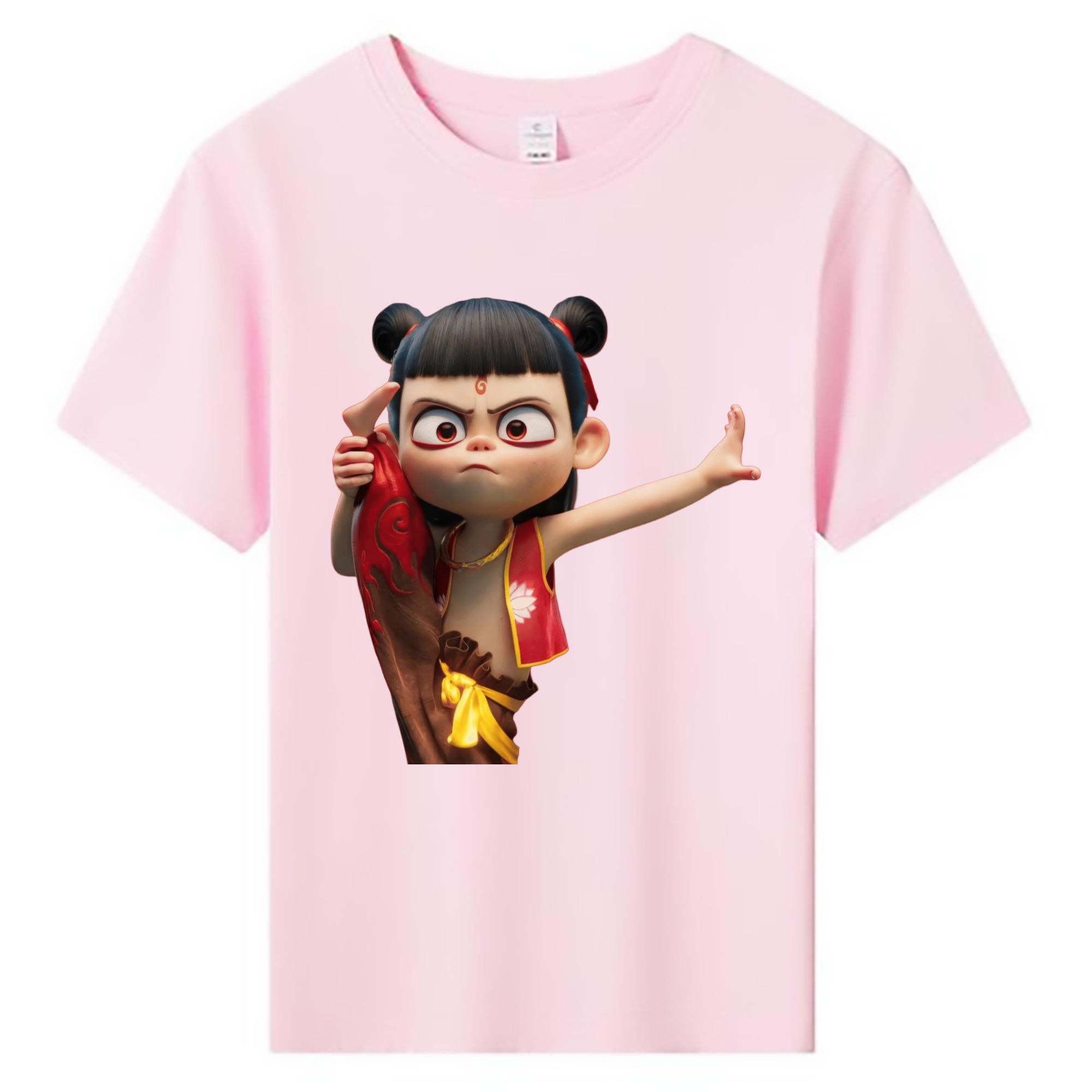 （画像用） Ne Zha 2 ナタ 魔童の大暴れ 綿100％キッズTシャツ（フロントプリント）