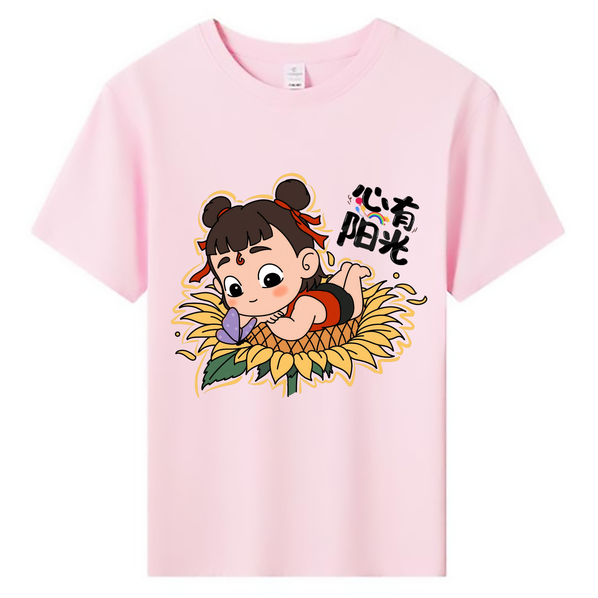 （画像用） Ne Zha 2 ナタ 魔童の大暴れ 綿100％キッズTシャツ（フロントプリント）