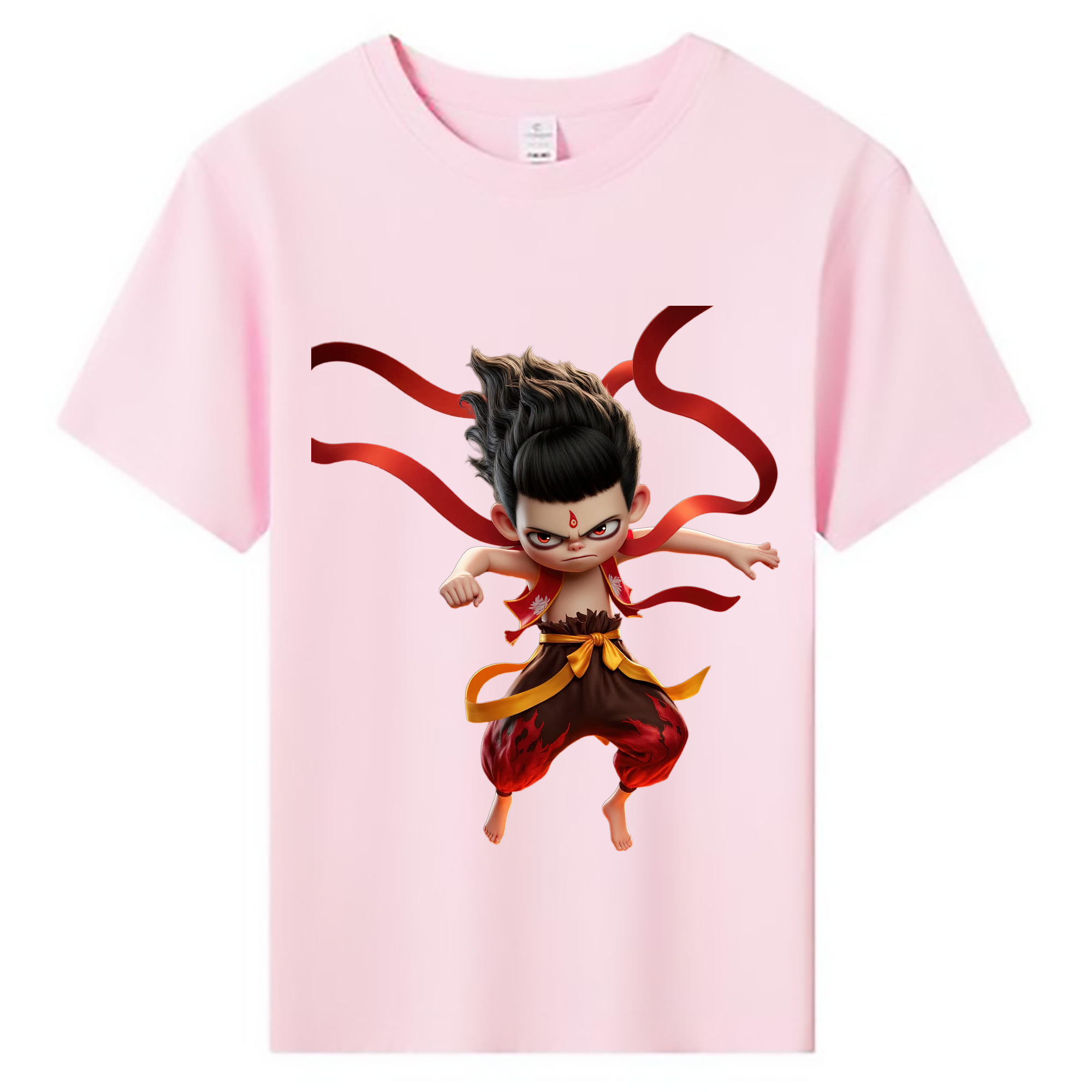 （画像用） Ne Zha 2 ナタ 魔童の大暴れ 綿100％キッズTシャツ（フロントプリント）