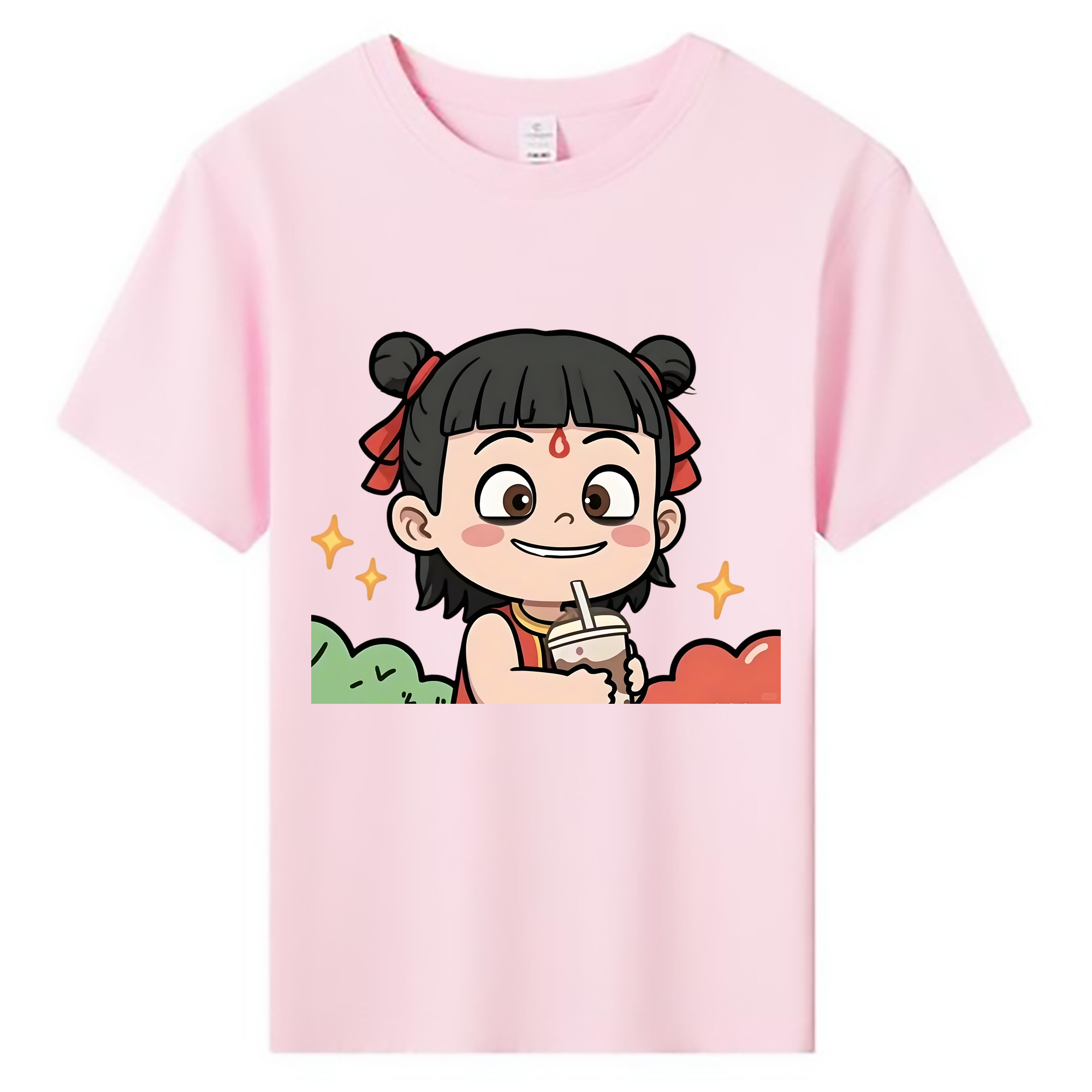 （画像用） Ne Zha 2 ナタ 魔童の大暴れ 綿100％キッズTシャツ（フロントプリント）
