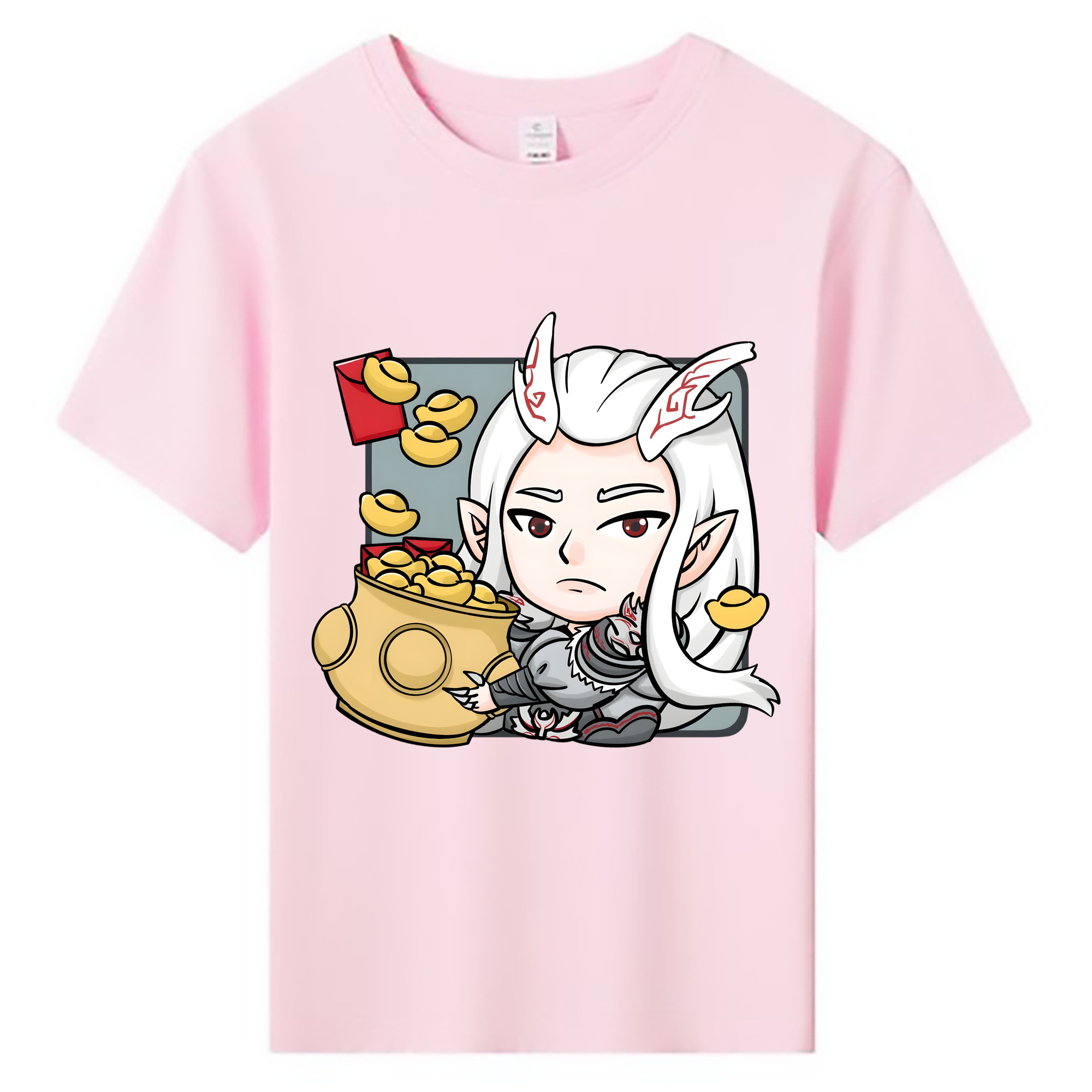 （画像用） Ne Zha 2 ナタ 魔童の大暴れ 綿100％キッズTシャツ（フロントプリント）