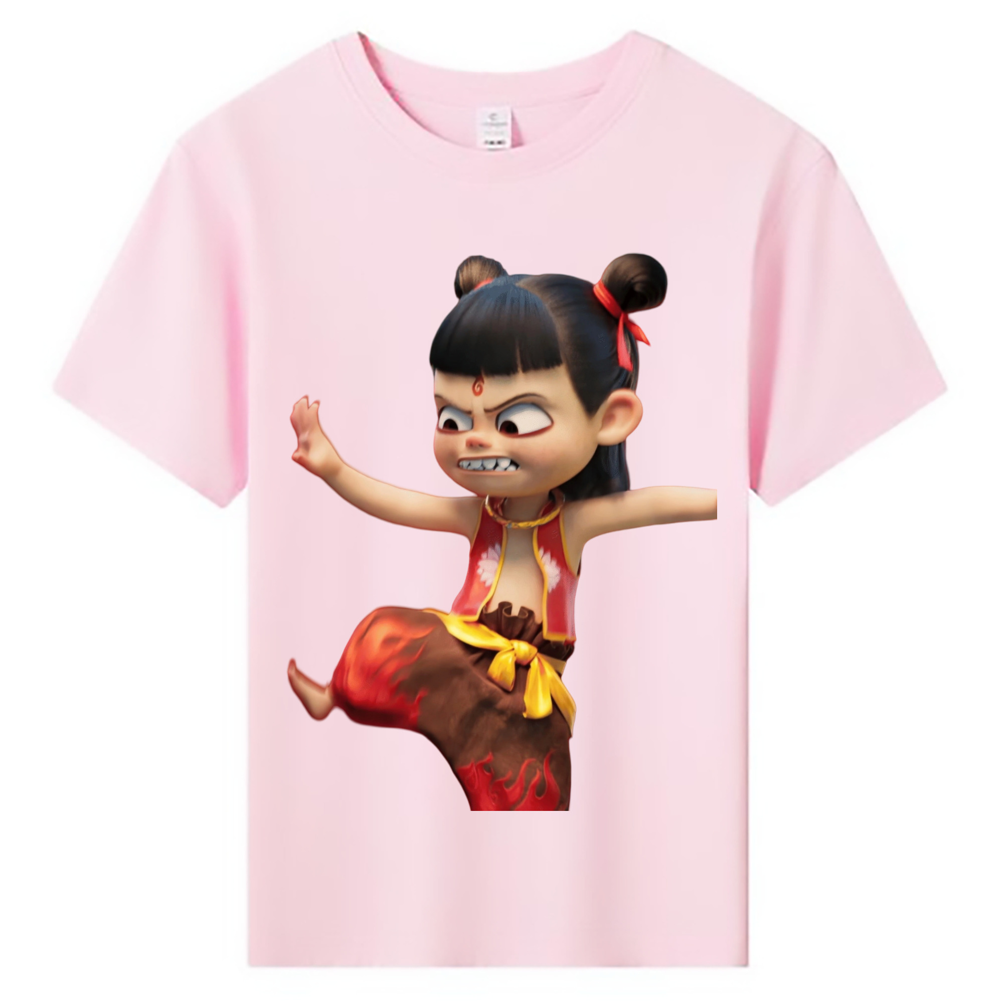（画像用） Ne Zha 2 ナタ 魔童の大暴れ 綿100％キッズTシャツ（フロントプリント）
