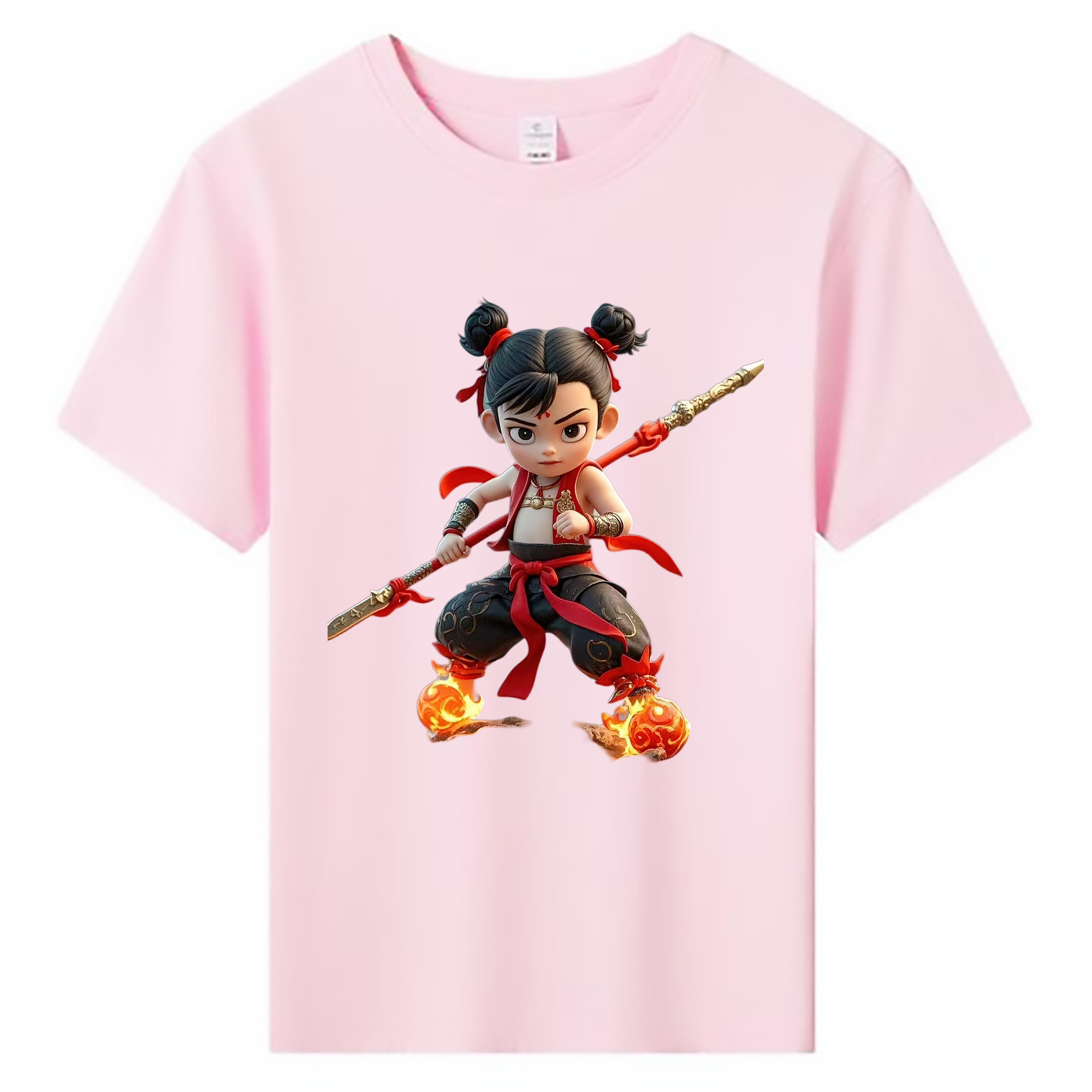 （画像用） Ne Zha 2 ナタ 魔童の大暴れ 綿100％キッズTシャツ（フロントプリント）