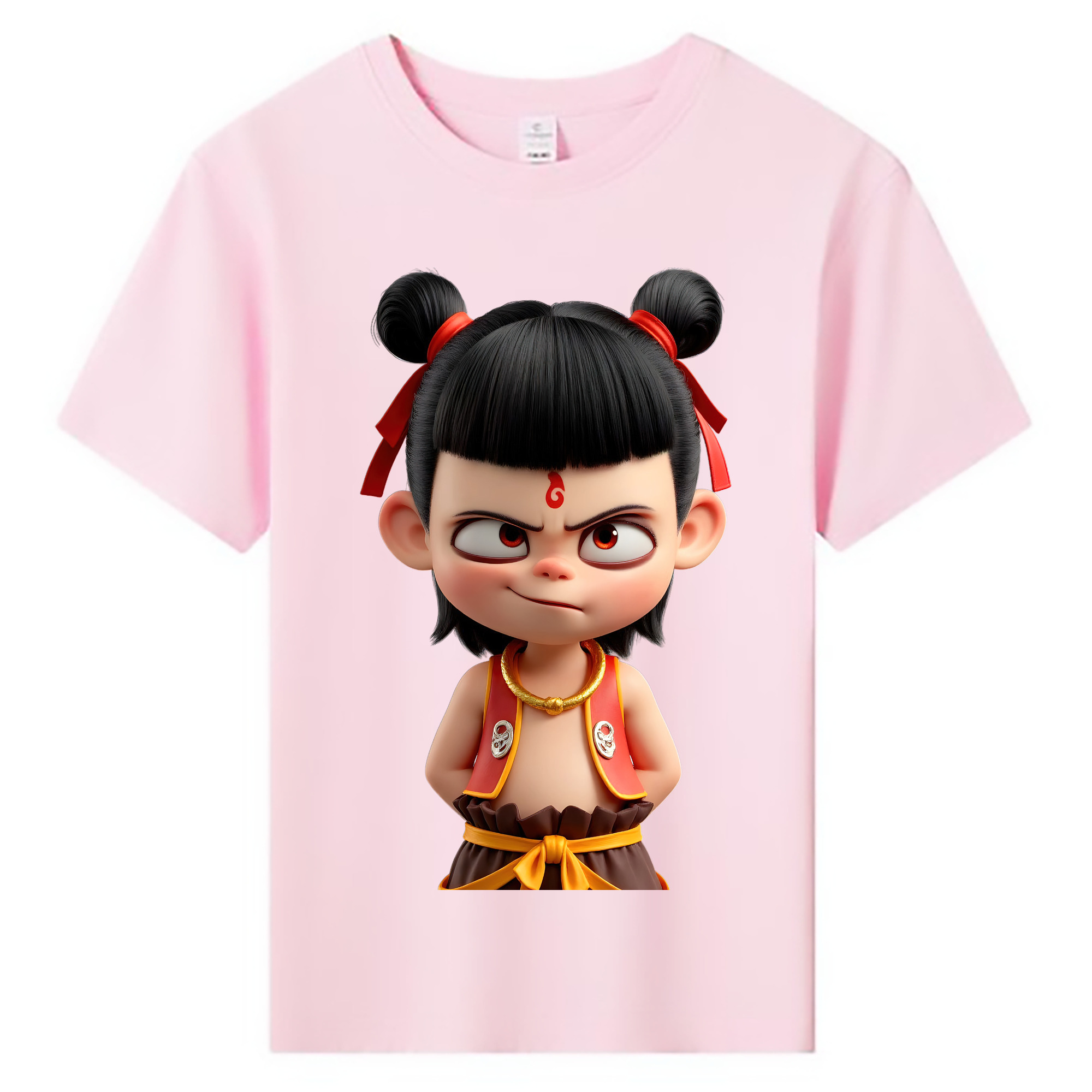 （画像用） Ne Zha 2 ナタ 魔童の大暴れ 綿100％キッズTシャツ（フロントプリント）