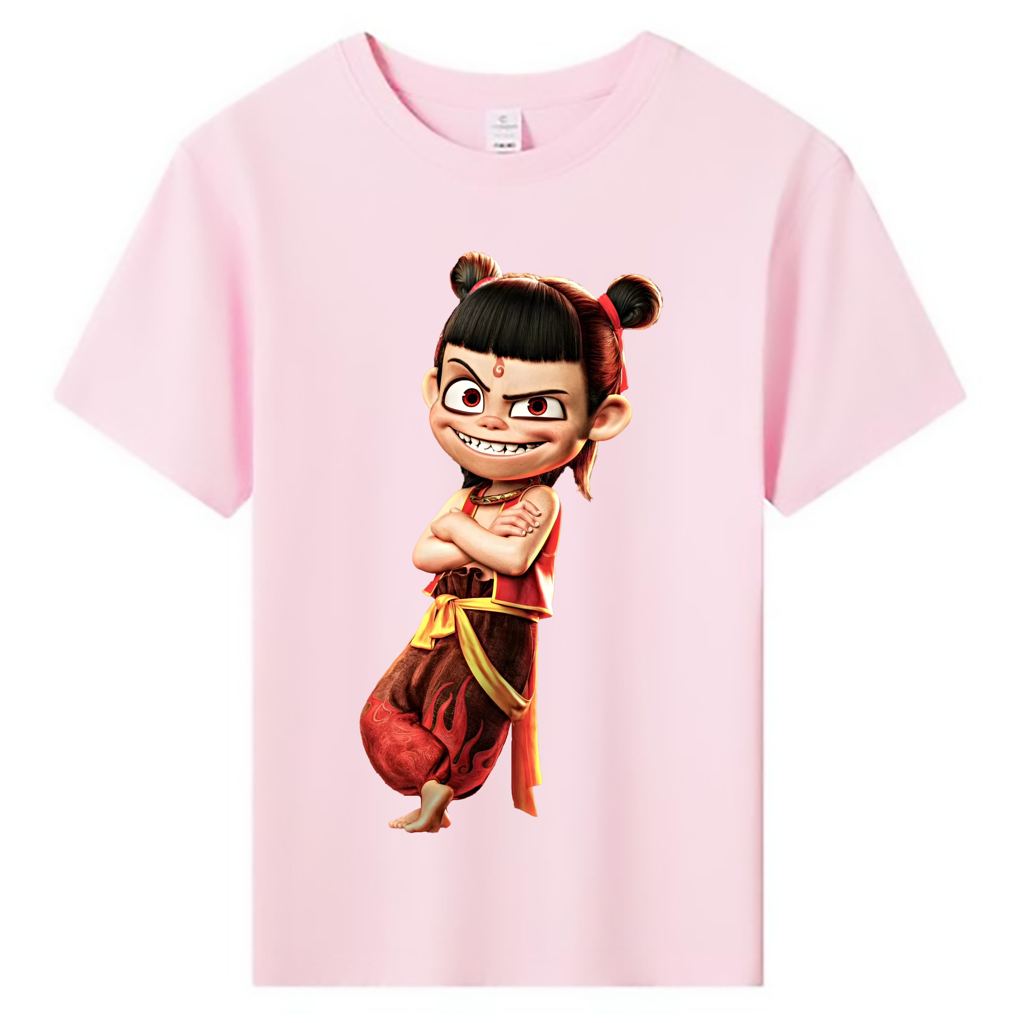 （画像用） Ne Zha 2 ナタ 魔童の大暴れ 綿100％キッズTシャツ（フロントプリント）