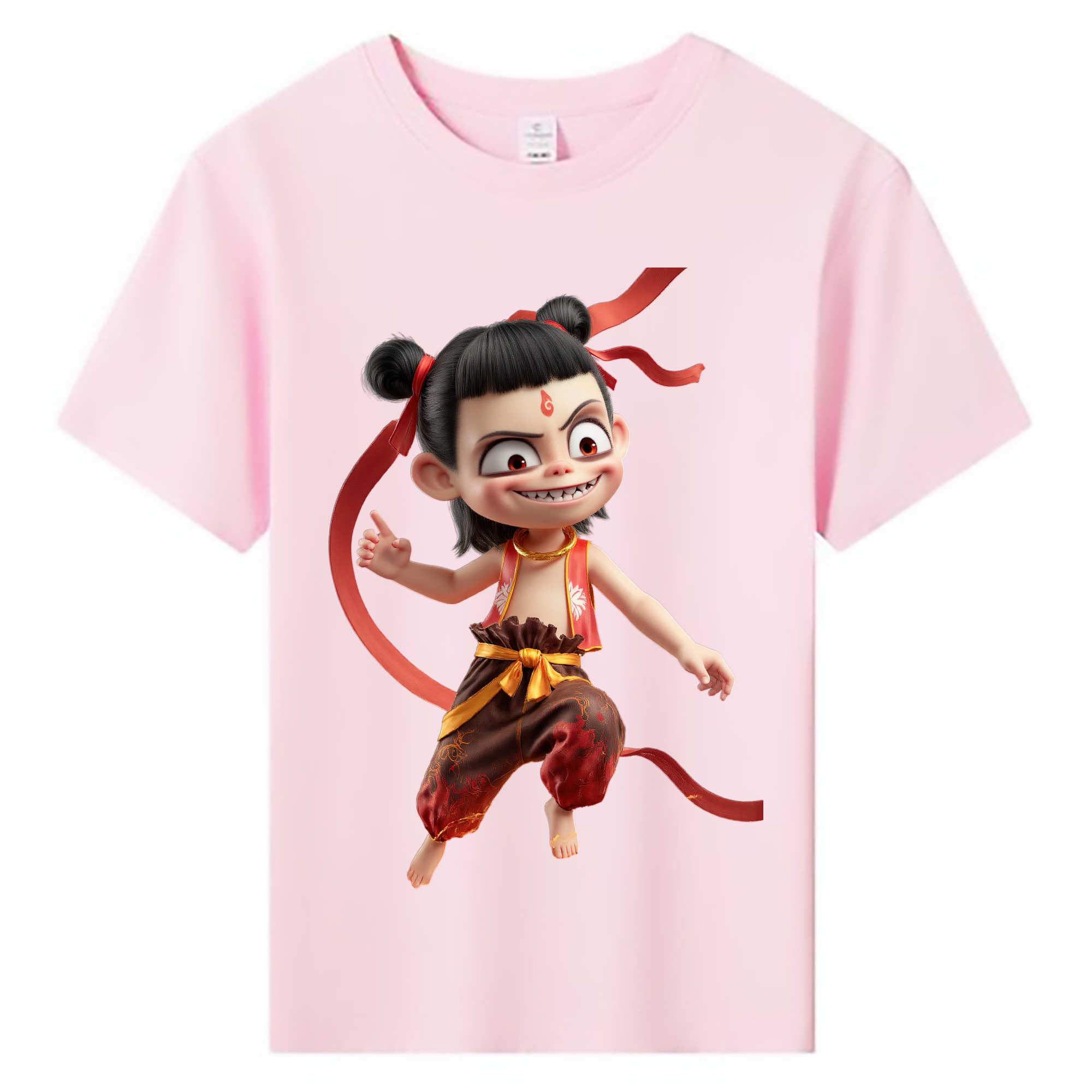 （画像用） Ne Zha 2 ナタ 魔童の大暴れ 綿100％キッズTシャツ（フロントプリント）