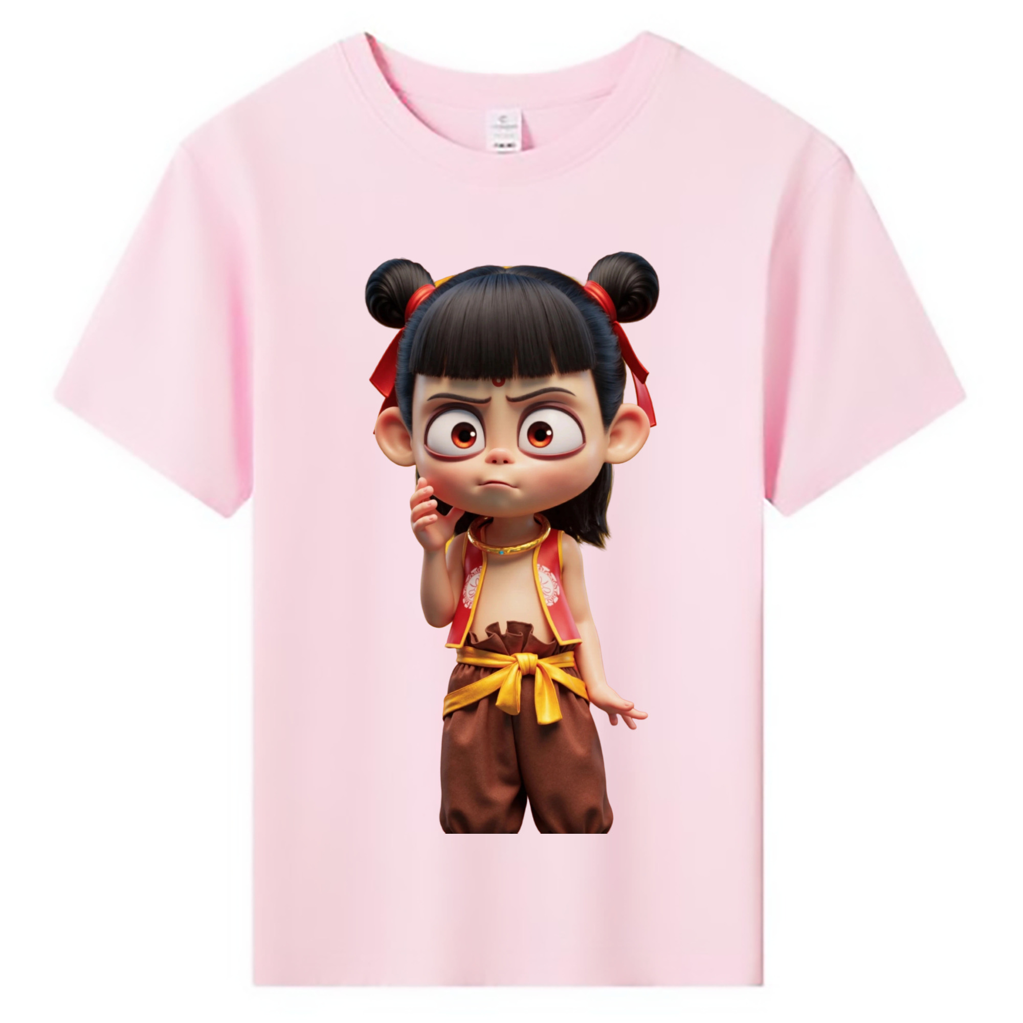 （画像用） Ne Zha 2 ナタ 魔童の大暴れ 綿100％キッズTシャツ（フロントプリント）