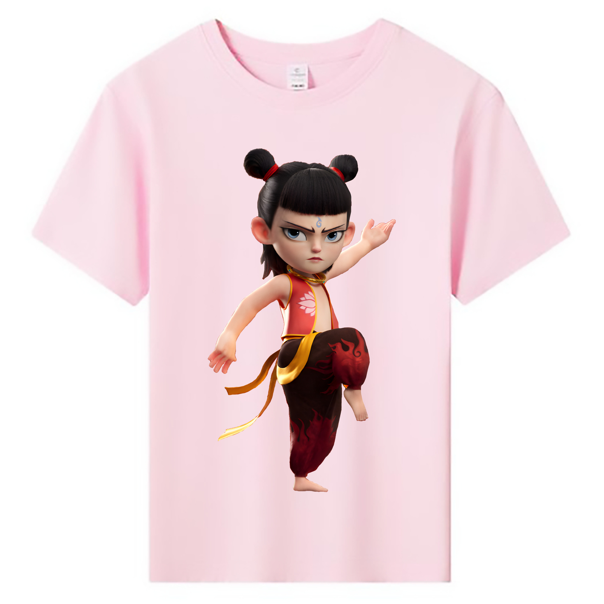 （画像用） Ne Zha 2 ナタ 魔童の大暴れ 綿100％キッズTシャツ（フロントプリント）