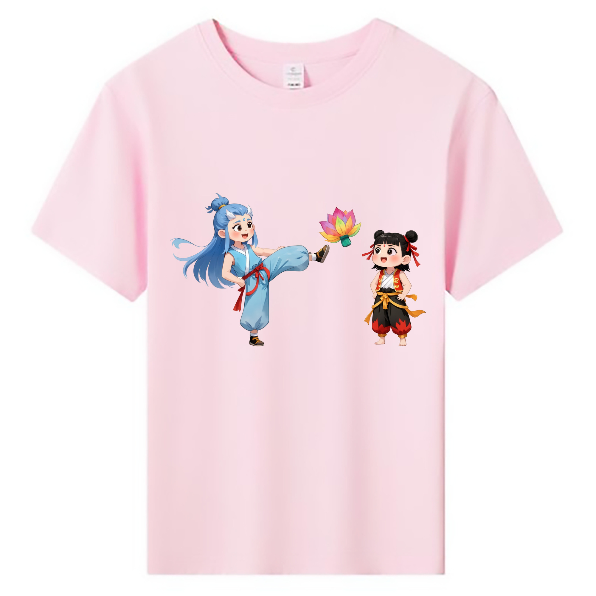 （画像用） Ne Zha 2 ナタ 魔童の大暴れ 綿100％キッズTシャツ（フロントプリント）
