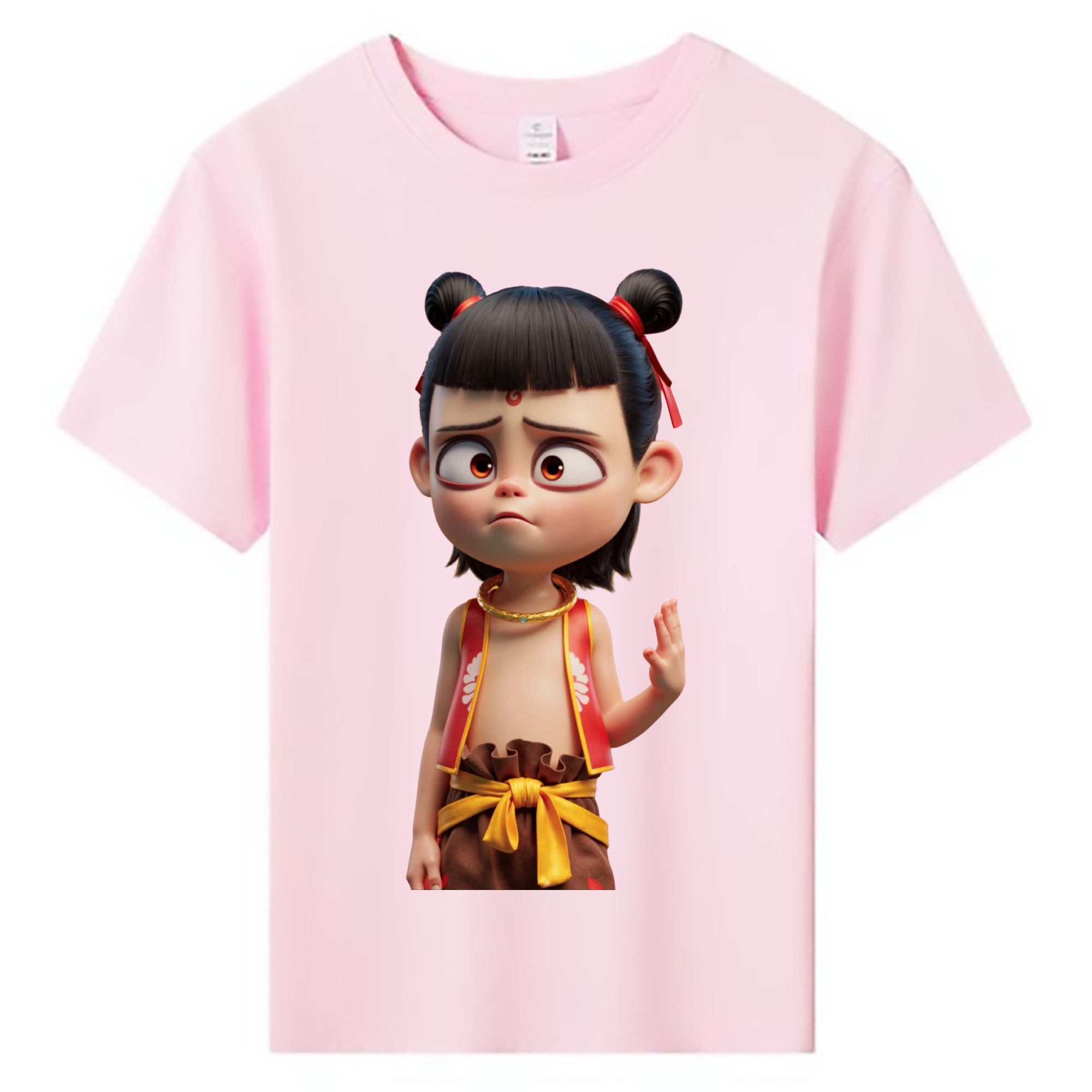 （画像用） Ne Zha 2 ナタ 魔童の大暴れ 綿100％キッズTシャツ（フロントプリント）