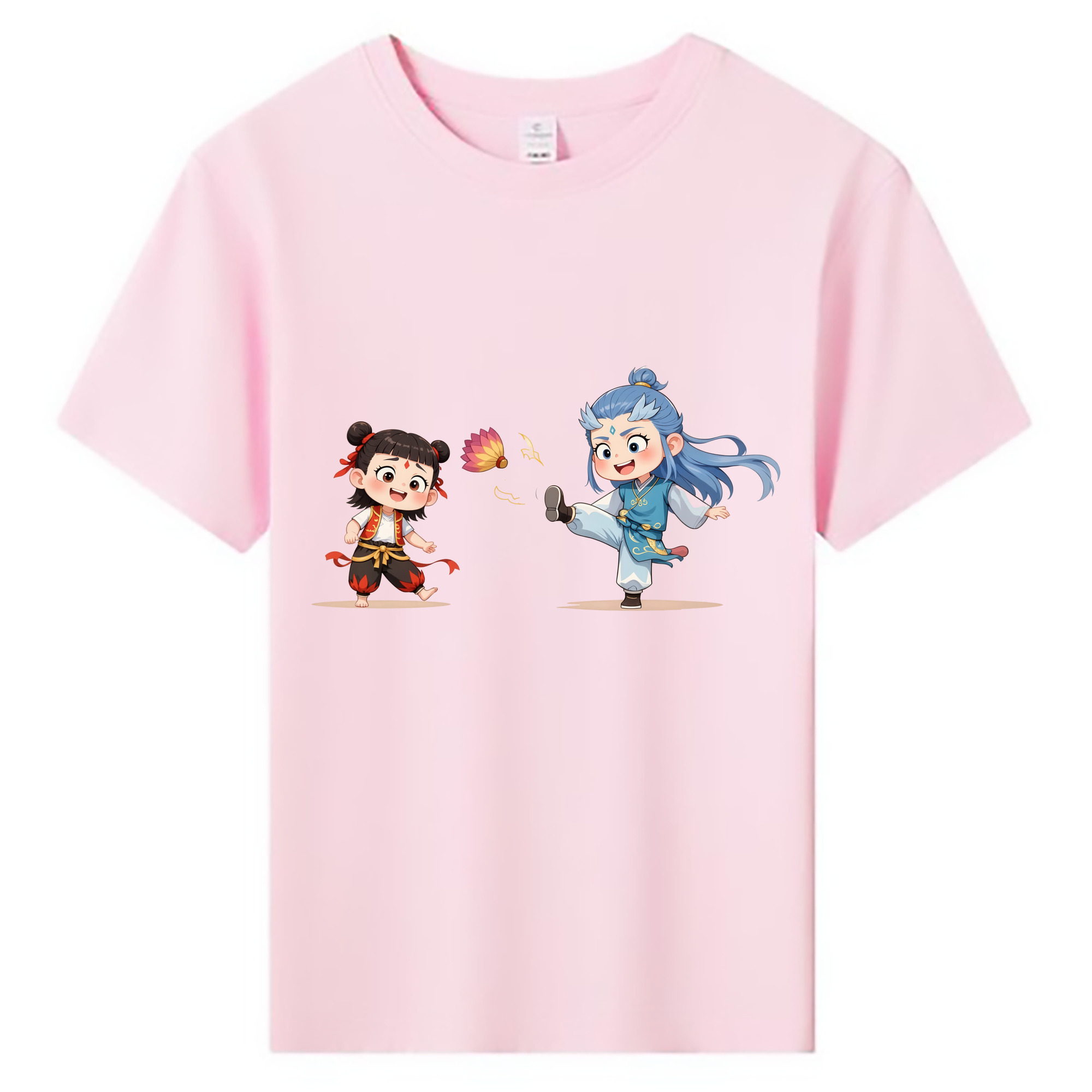 （画像用） Ne Zha 2 ナタ 魔童の大暴れ 綿100％キッズTシャツ（フロントプリント）