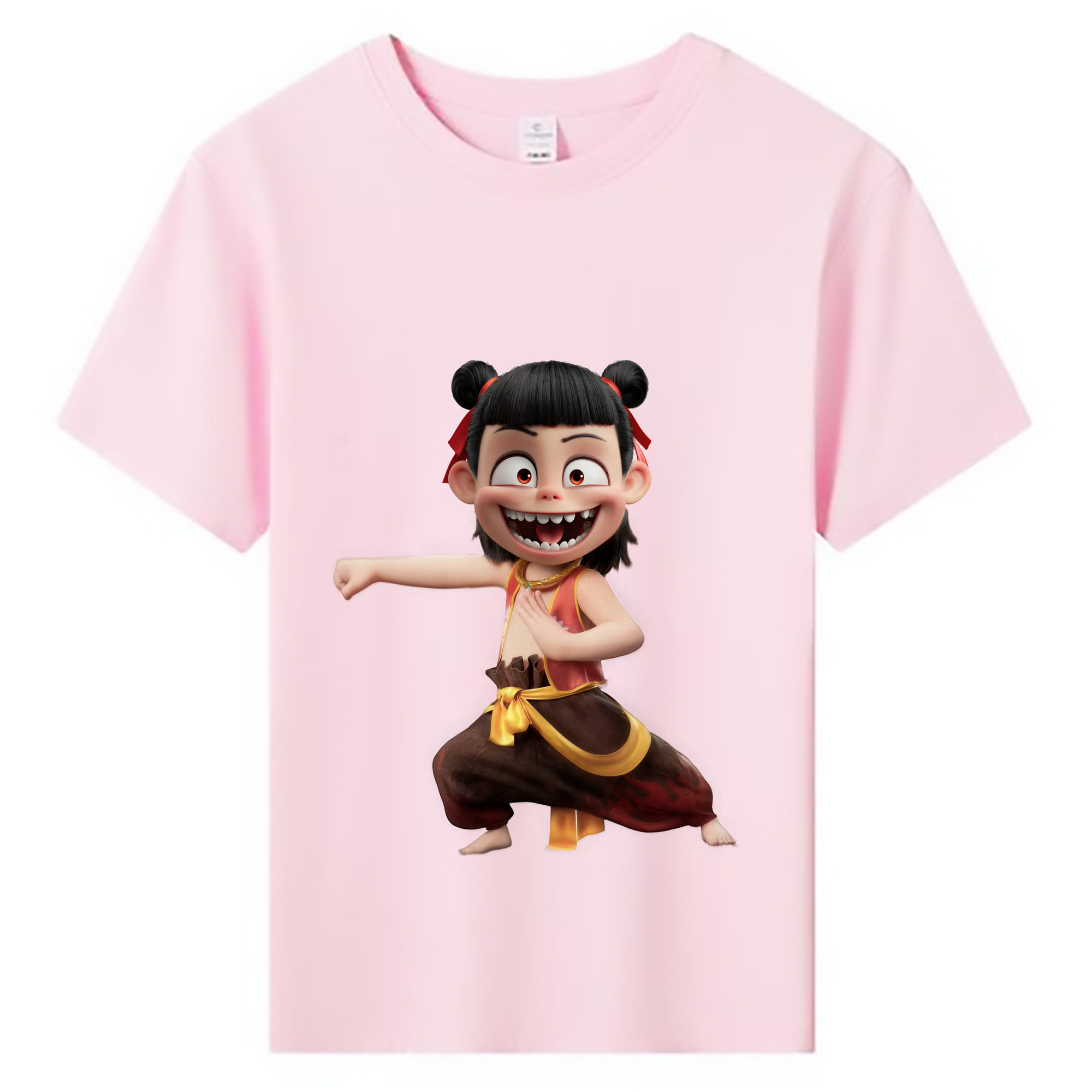 （画像用） Ne Zha 2 ナタ 魔童の大暴れ 綿100％キッズTシャツ（フロントプリント）