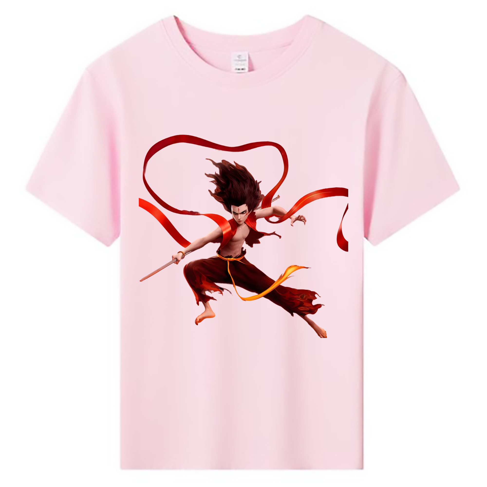 （画像用） Ne Zha 2 ナタ 魔童の大暴れ 綿100％キッズTシャツ（フロントプリント）