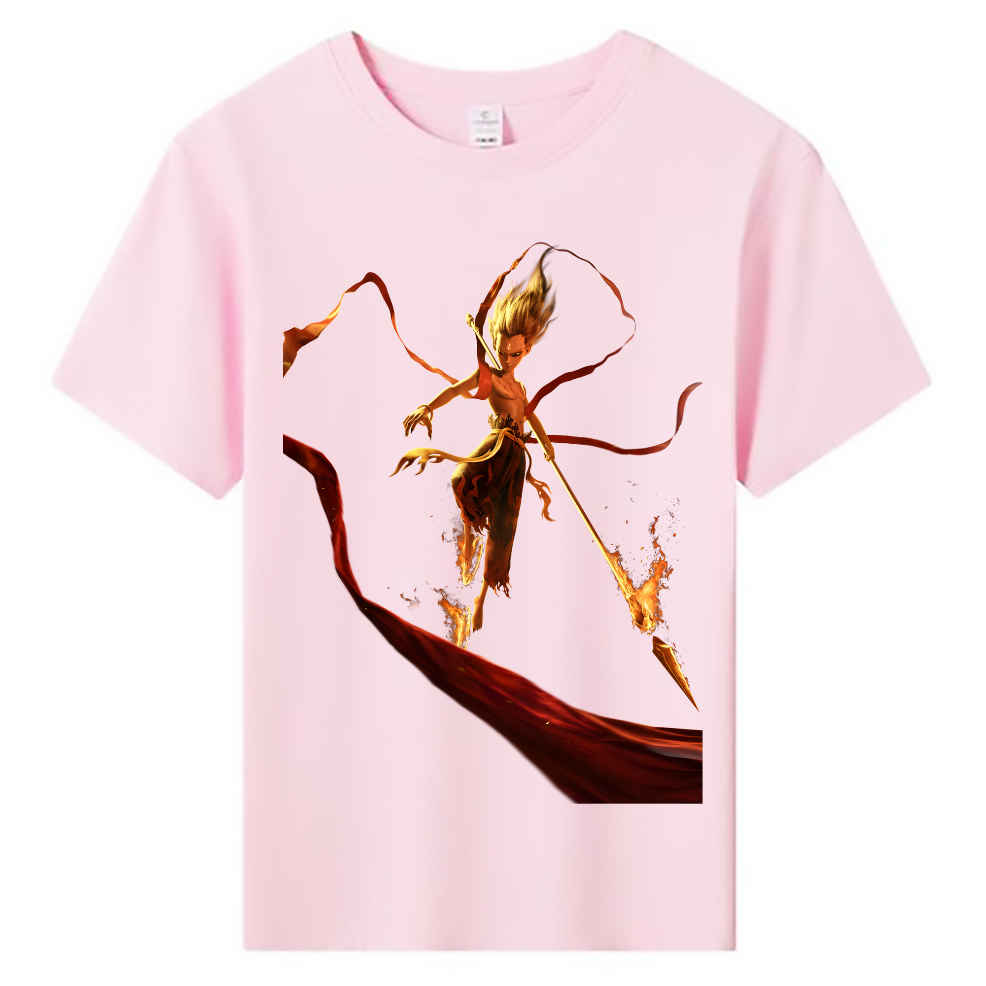 （画像用） Ne Zha 2 ナタ 魔童の大暴れ 綿100％キッズTシャツ（フロントプリント）