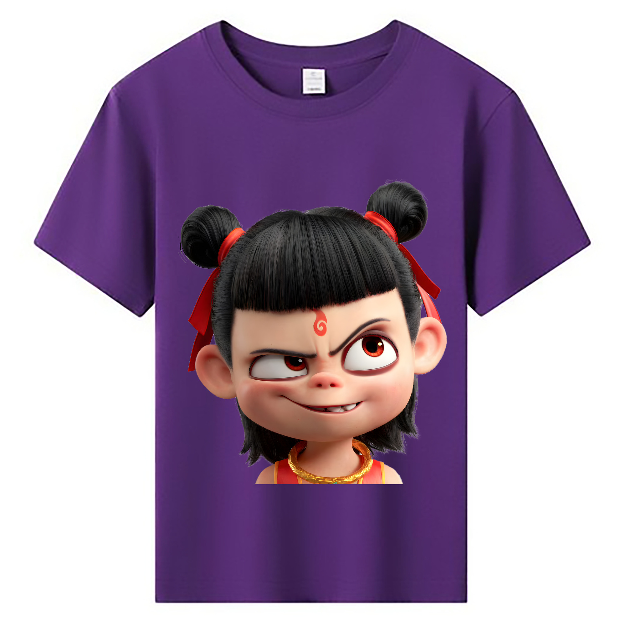 （画像用） Ne Zha 2 ナタ 魔童の大暴れ 綿100％キッズTシャツ（フロントプリント）