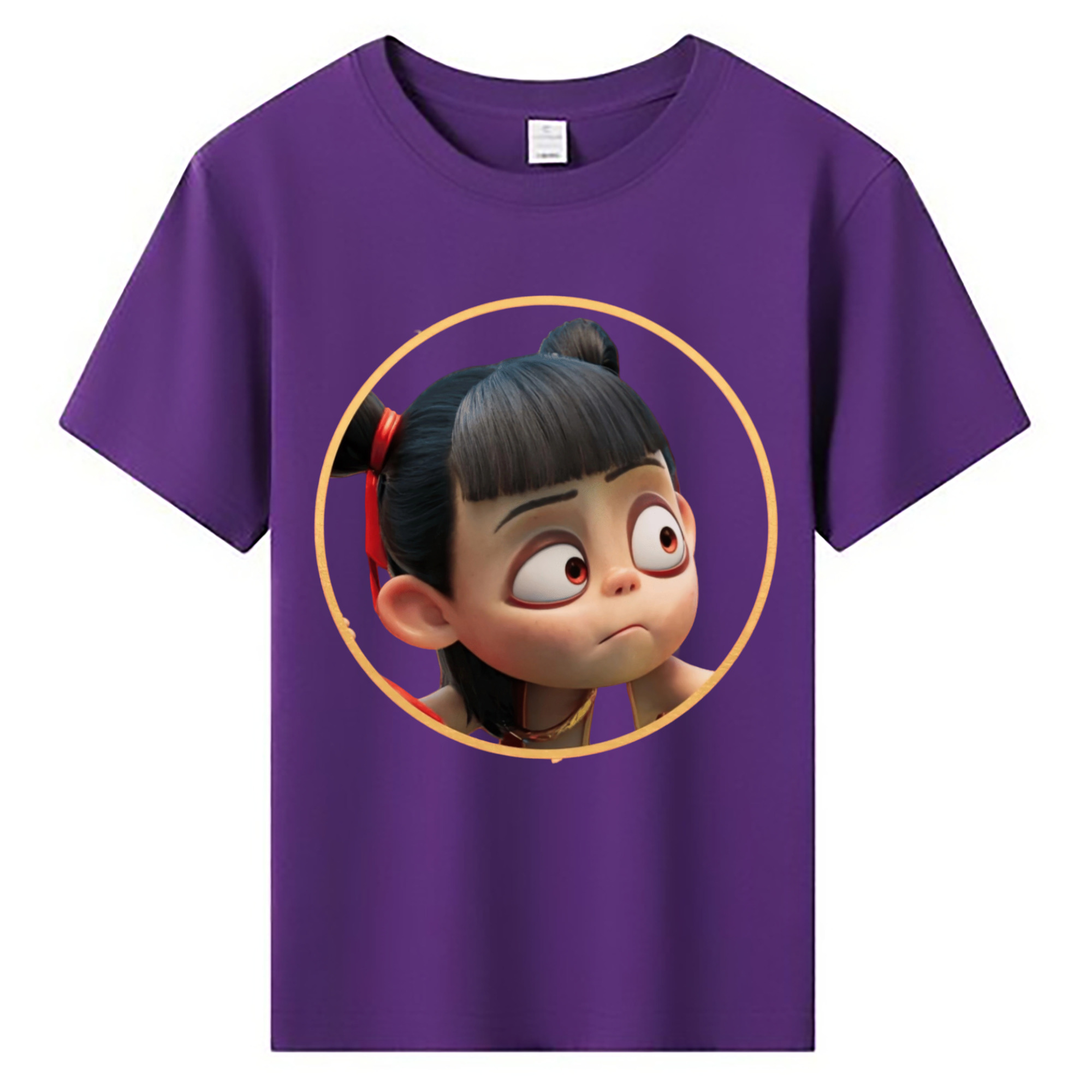（画像用） Ne Zha 2 ナタ 魔童の大暴れ 綿100％キッズTシャツ（フロントプリント）