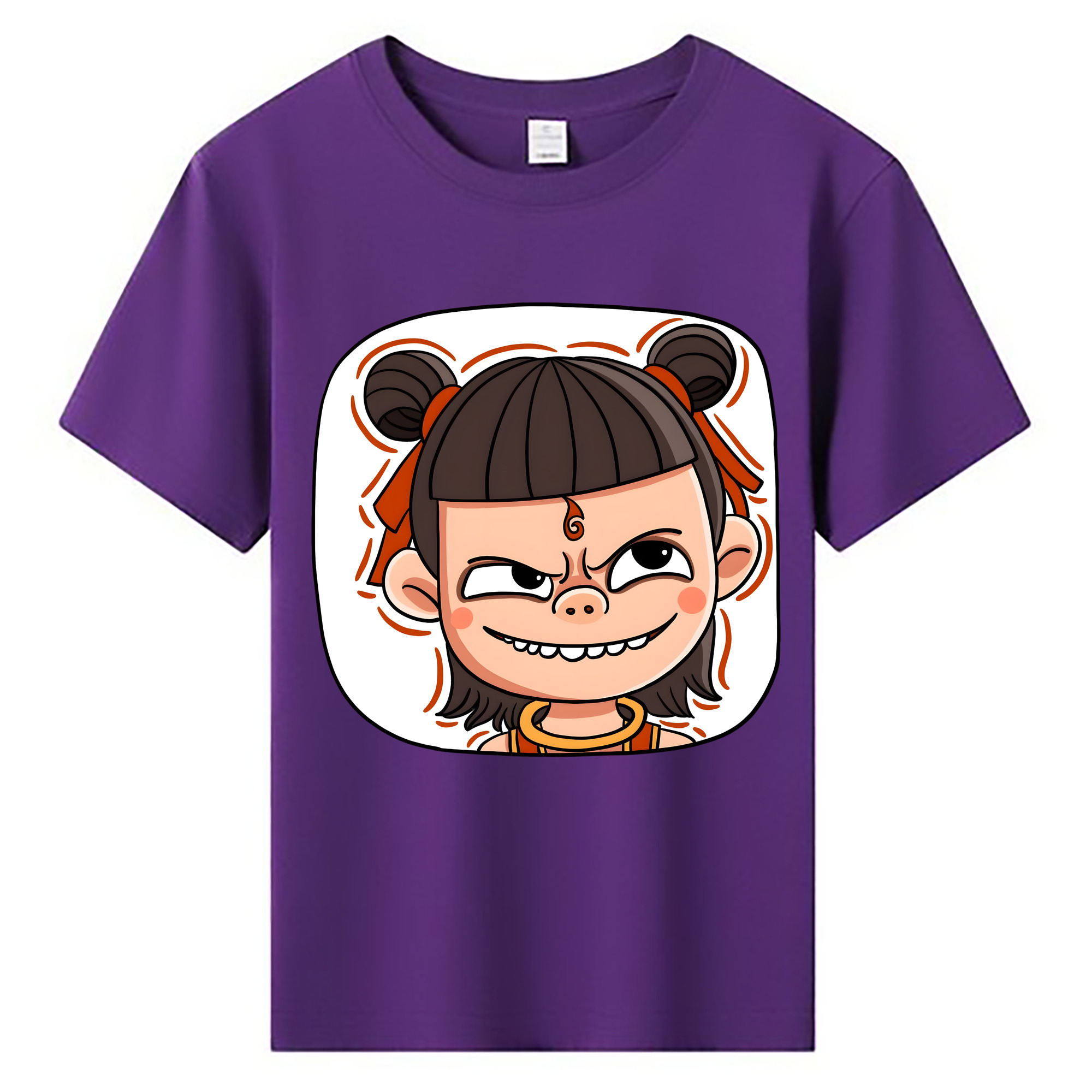 （画像用） Ne Zha 2 ナタ 魔童の大暴れ 綿100％キッズTシャツ（フロントプリント）