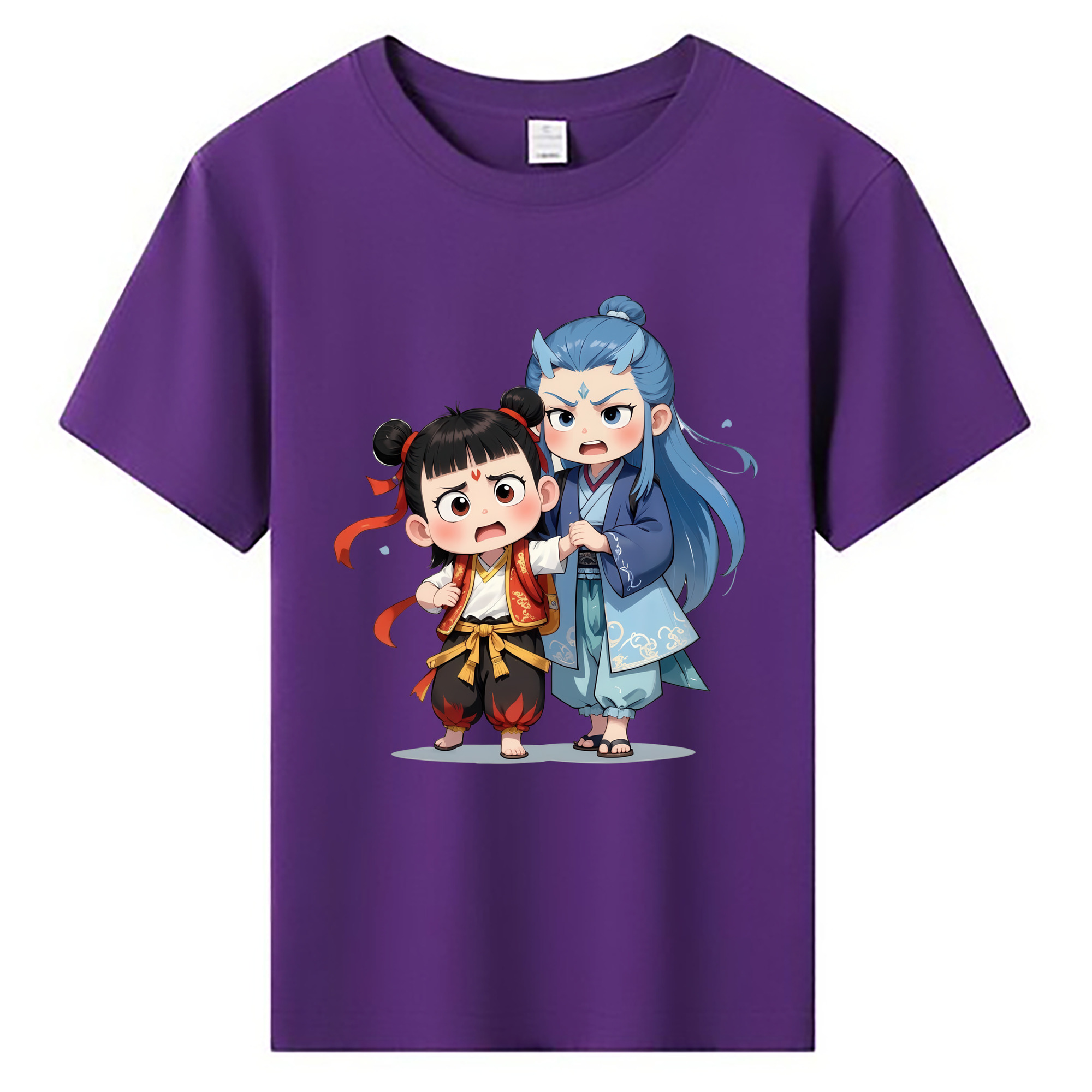 （画像用） Ne Zha 2 ナタ 魔童の大暴れ 綿100％キッズTシャツ（フロントプリント）