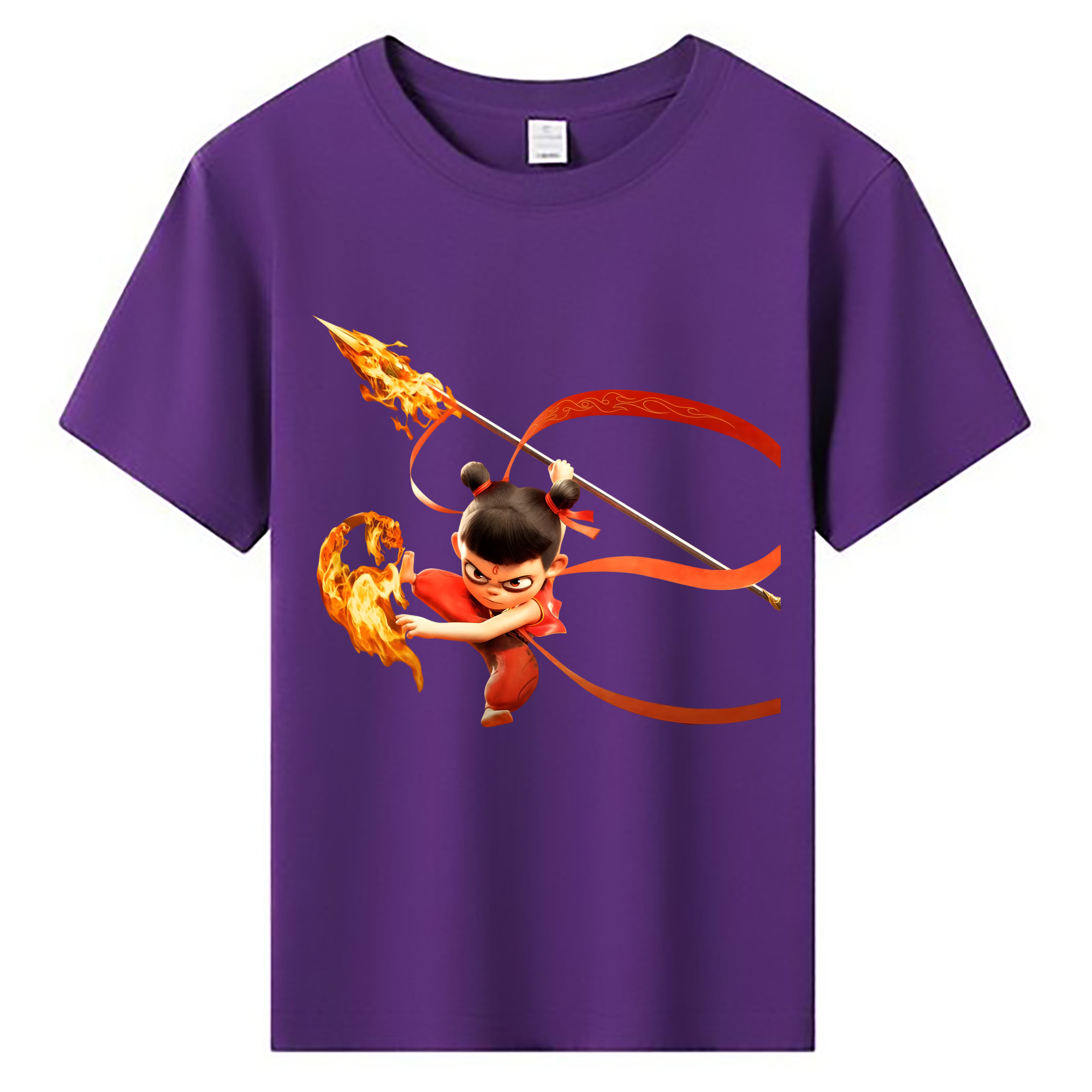 （画像用） Ne Zha 2 ナタ 魔童の大暴れ 綿100％キッズTシャツ（フロントプリント）