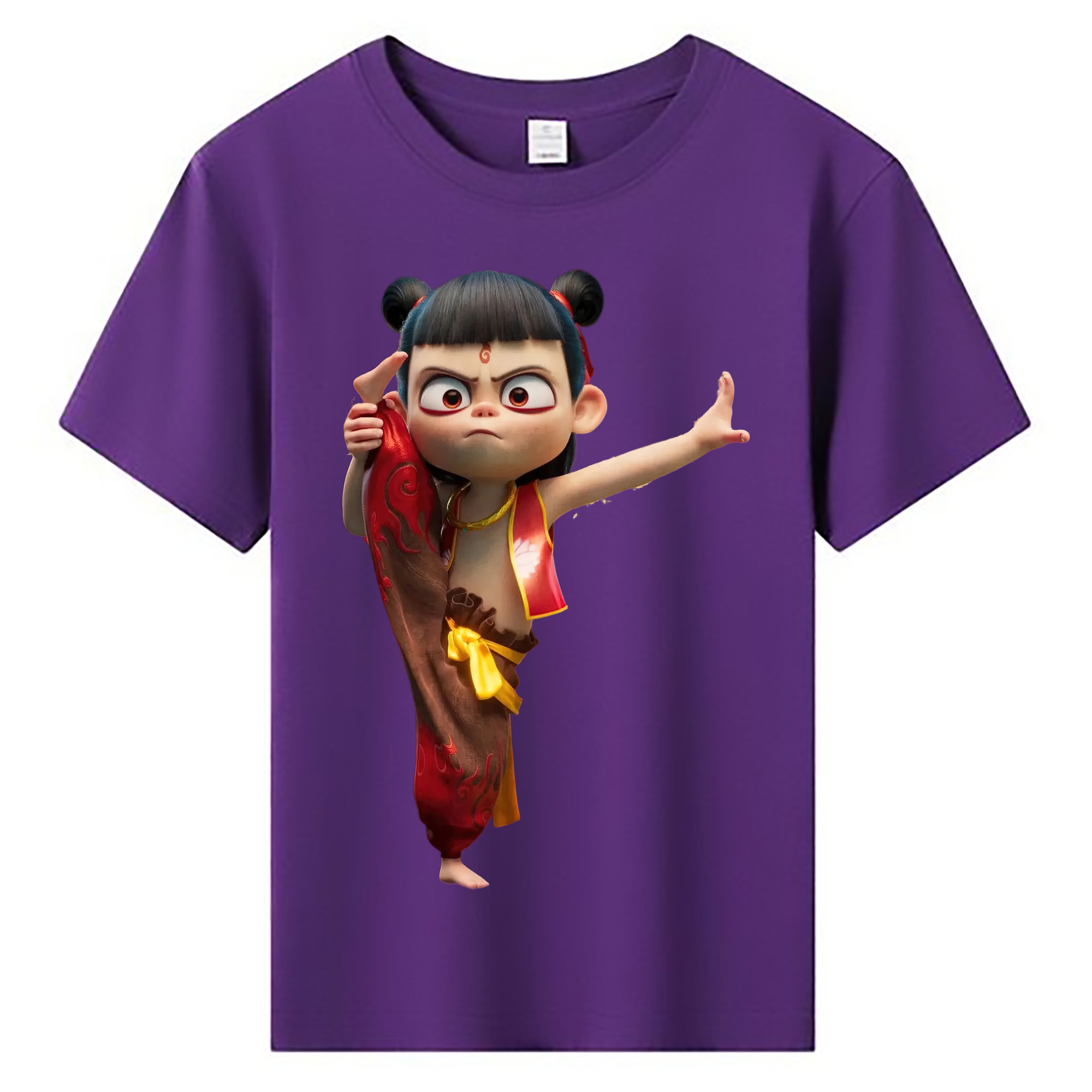 （画像用） Ne Zha 2 ナタ 魔童の大暴れ 綿100％キッズTシャツ（フロントプリント）