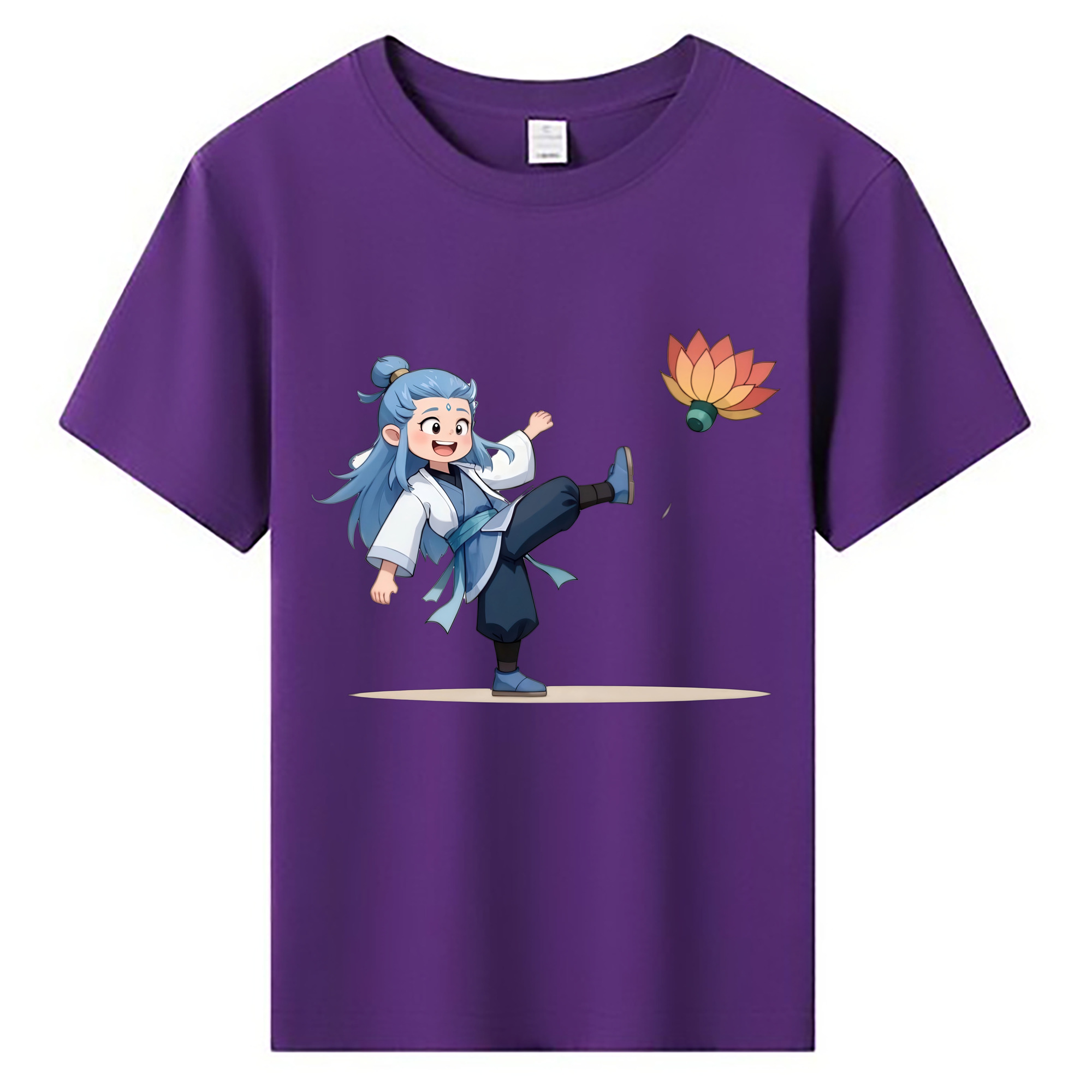 （画像用） Ne Zha 2 ナタ 魔童の大暴れ 綿100％キッズTシャツ（フロントプリント）