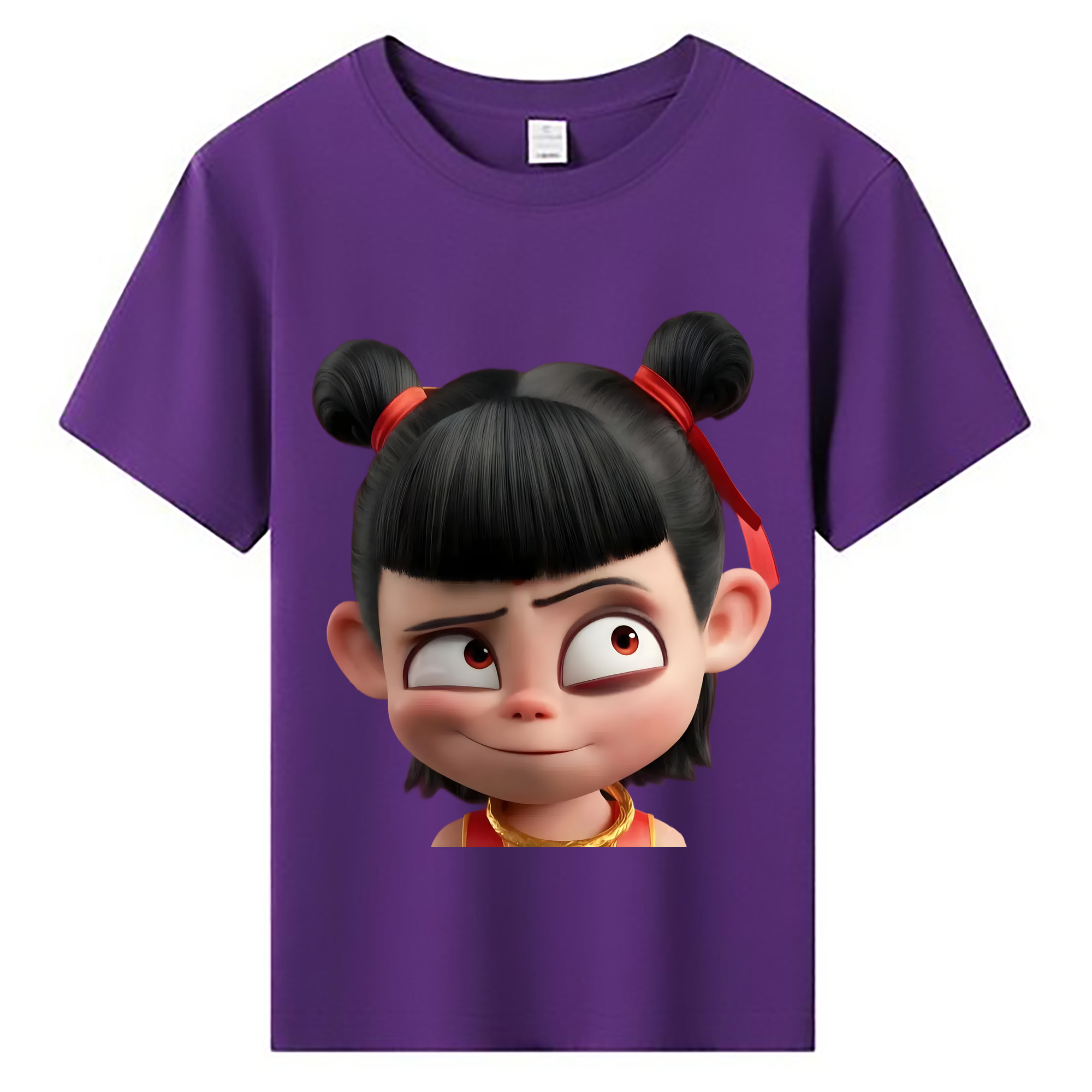 （画像用） Ne Zha 2 ナタ 魔童の大暴れ 綿100％キッズTシャツ（フロントプリント）